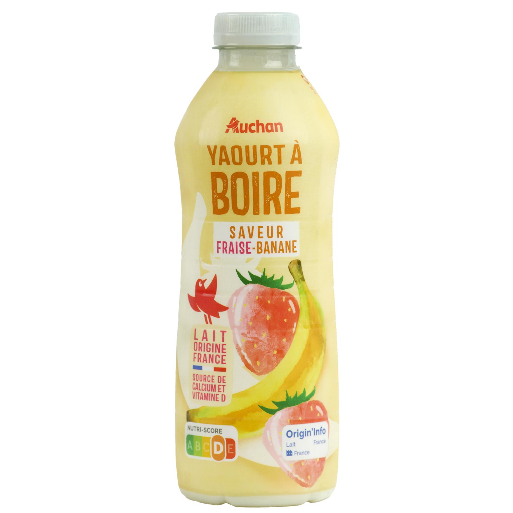 AUCHAN Yaourt à boire fraise banane 850g