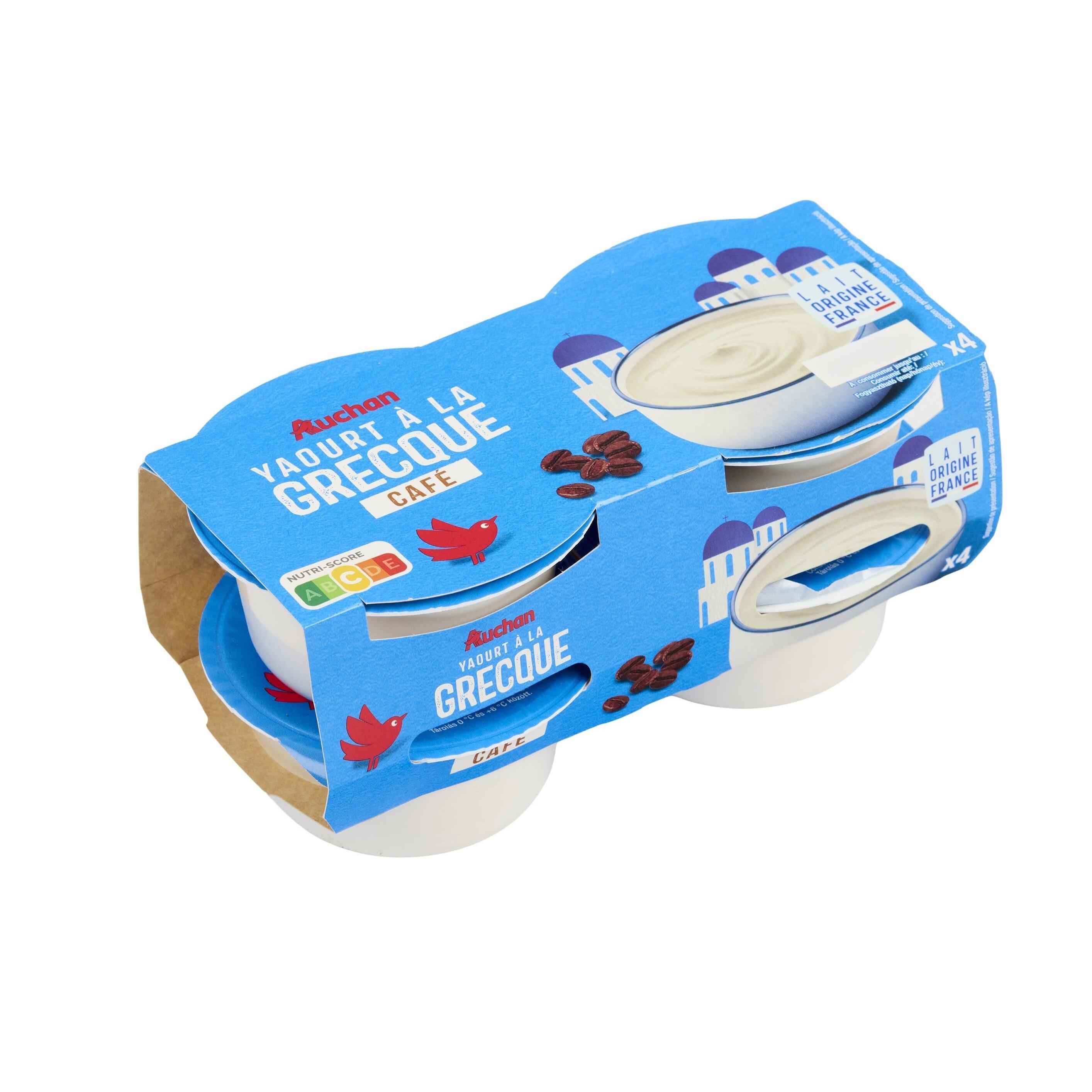 Voir la diapositive 2 : AUCHAN Yaourt à la grecque café 4x150g