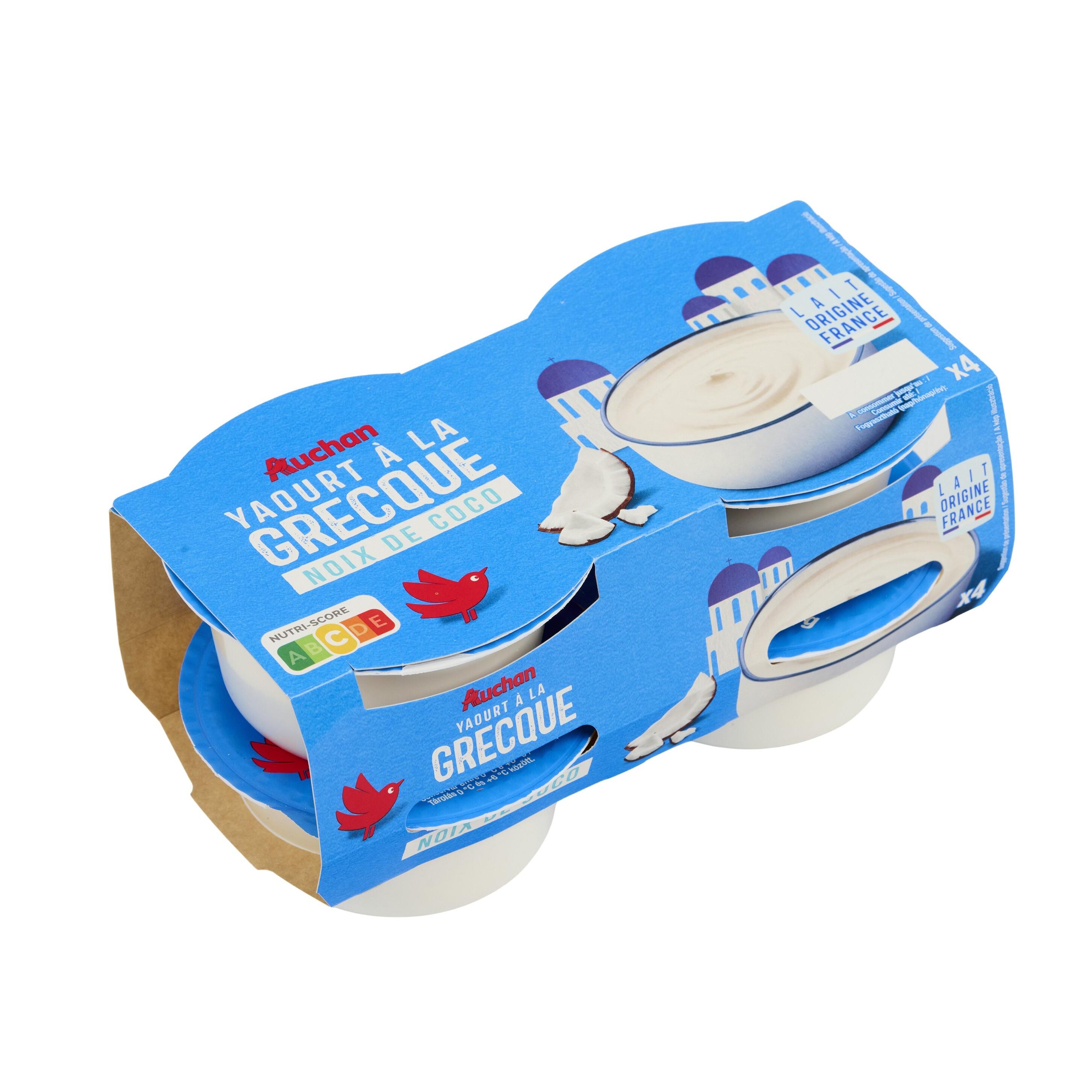 Voir la diapositive 2 : AUCHAN Yaourt à la grecque coco 4x150g