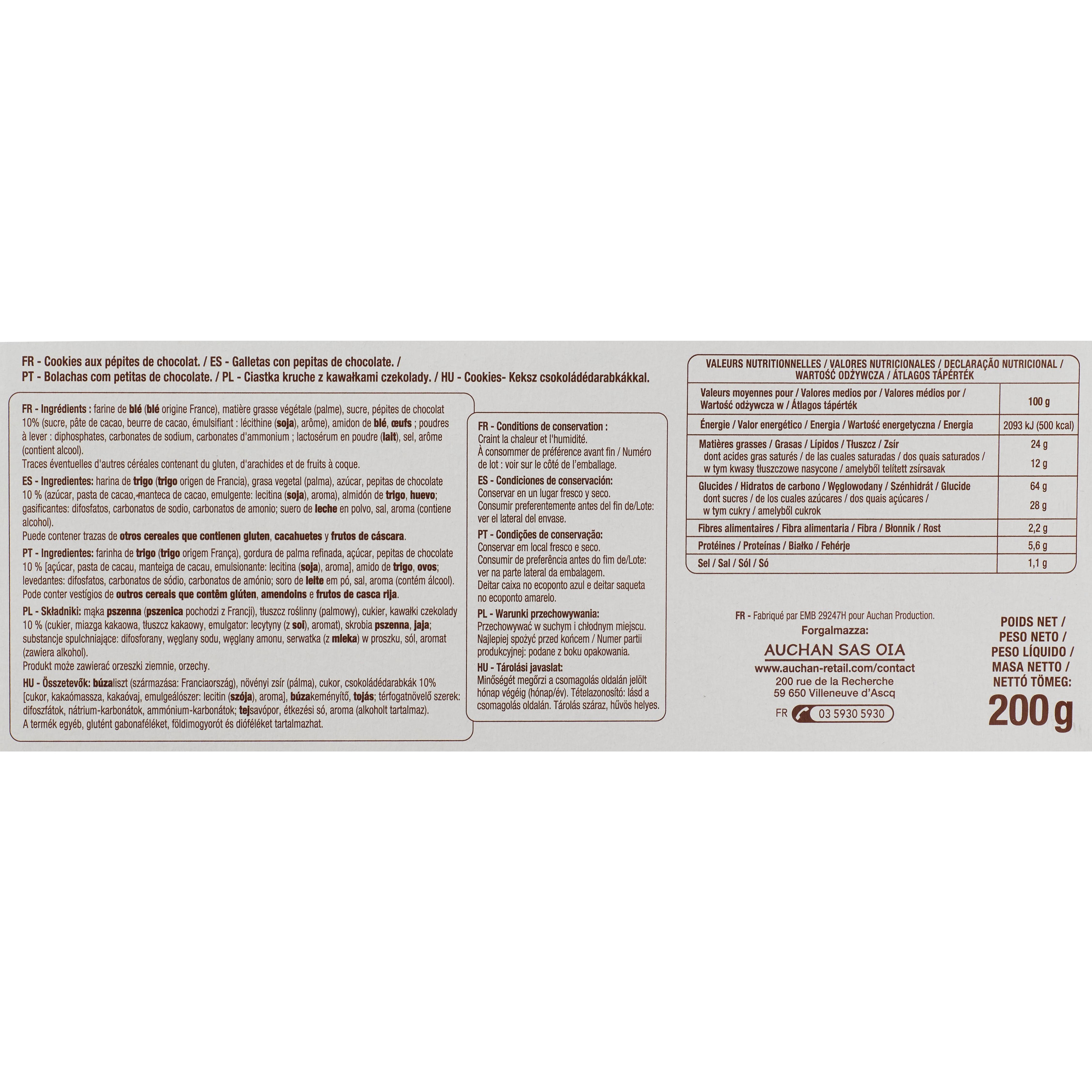 Voir la diapositive 3 : POUCE Cookies aux pépites de chocolat 200g