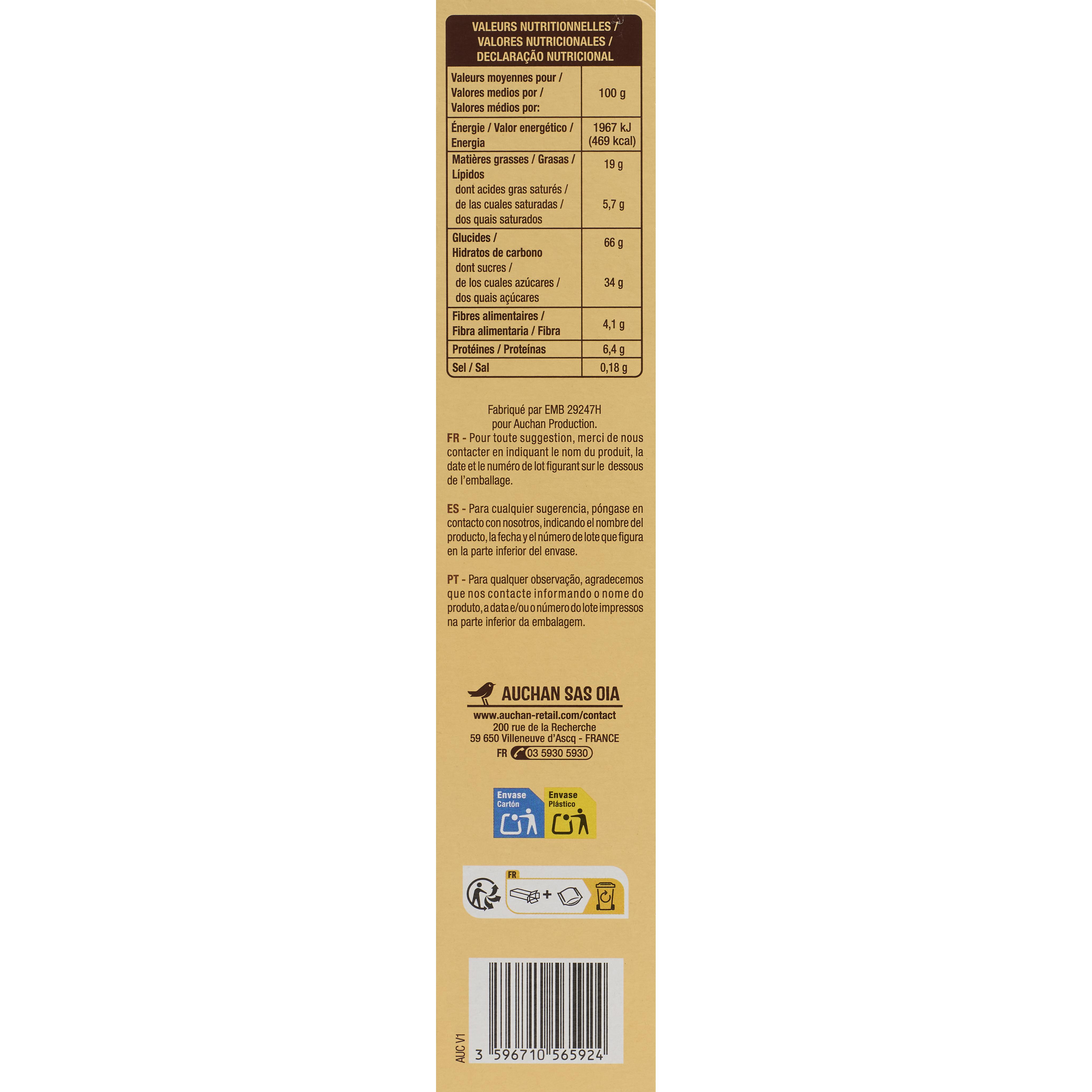 Voir la diapositive 3 : AUCHAN Cookies tout chocolat 200g
