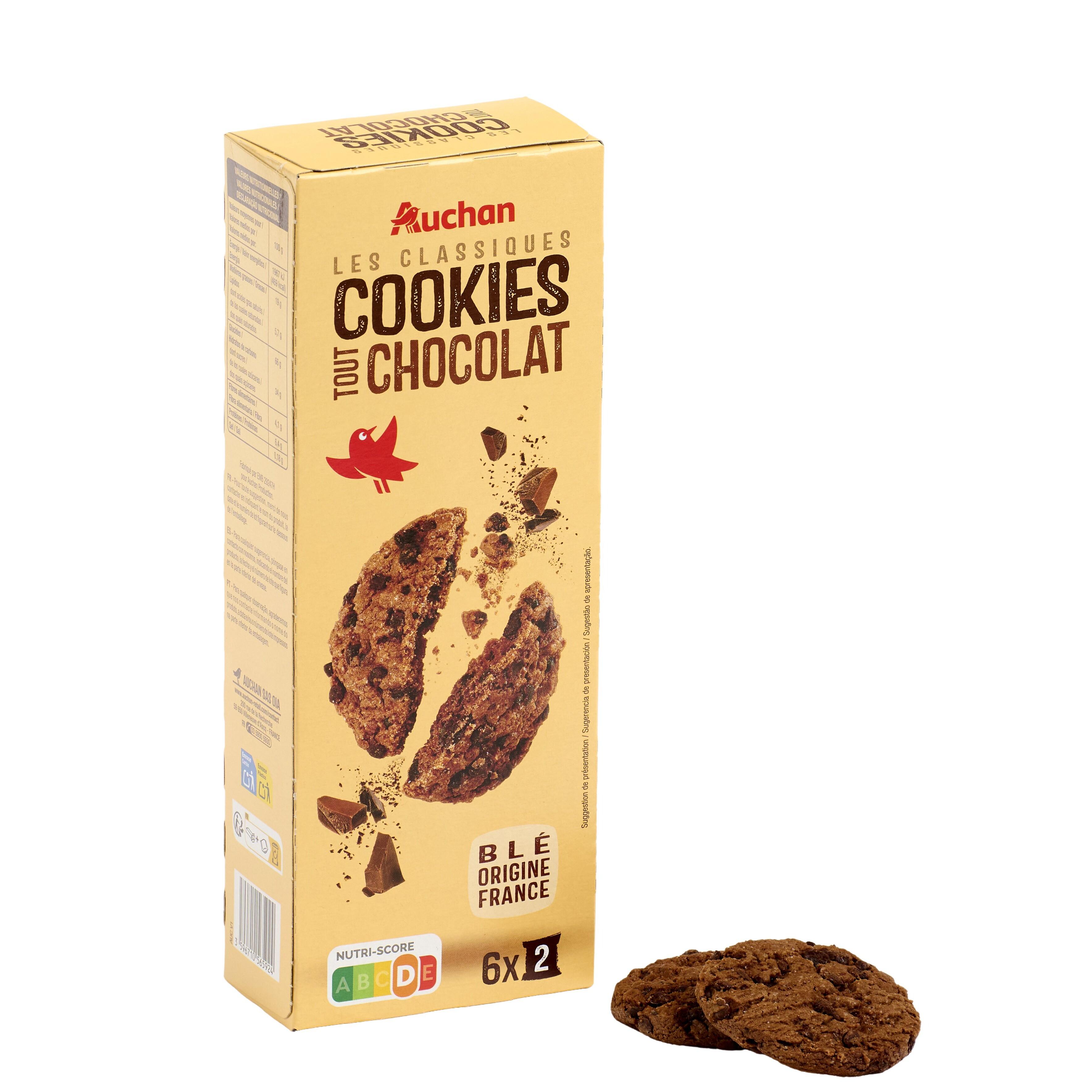 Voir la diapositive 4 : AUCHAN Cookies tout chocolat 200g