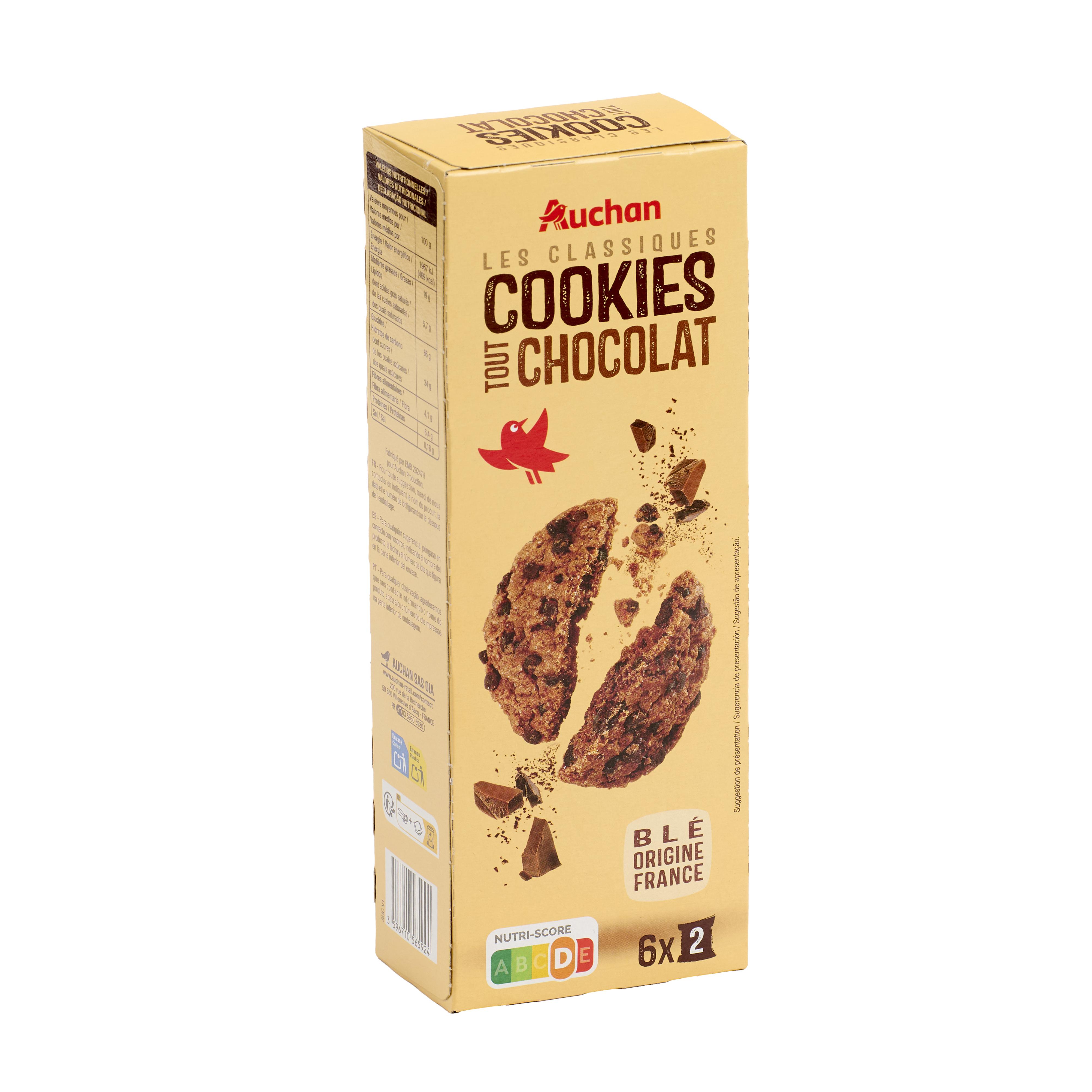Voir la diapositive 5 : AUCHAN Cookies tout chocolat 200g
