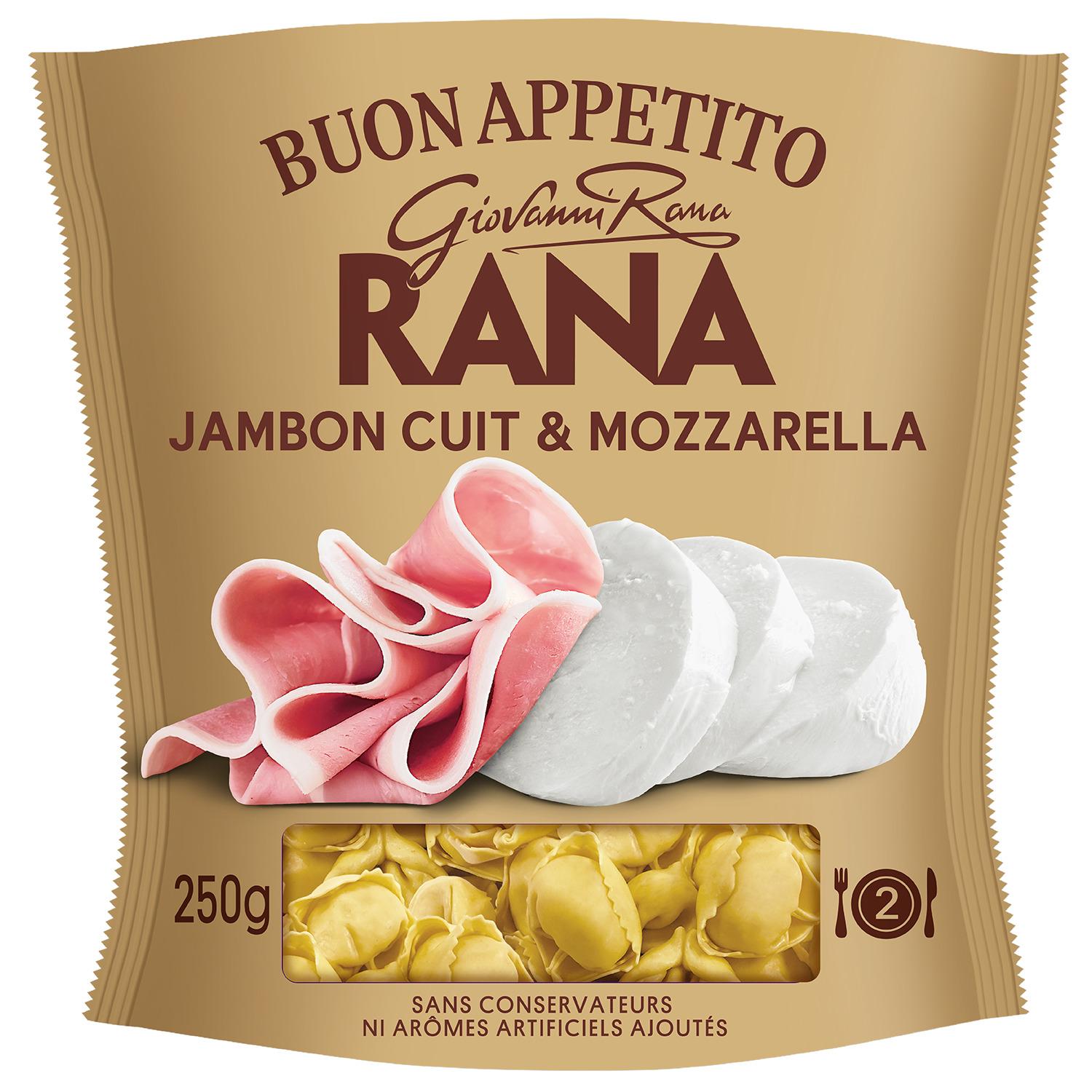 RANA Pâtes fraîches tortellini jambon cuit mozzarella 2 parts 250g