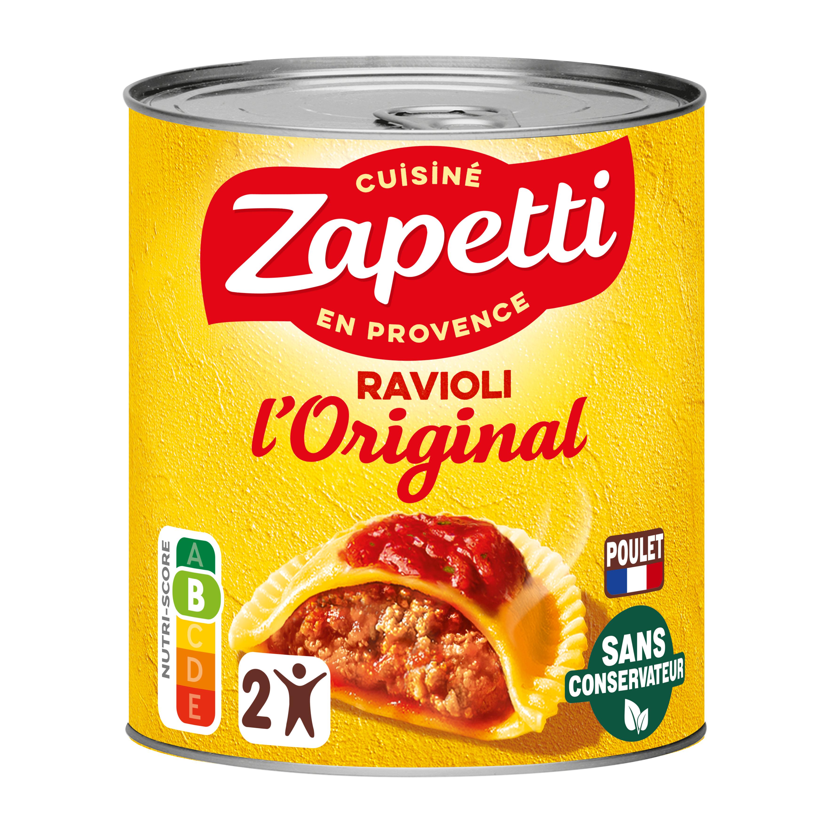ZAPETTI Original Ravioli à la tomate farce au poulet sans conservateur 2 portions 800g