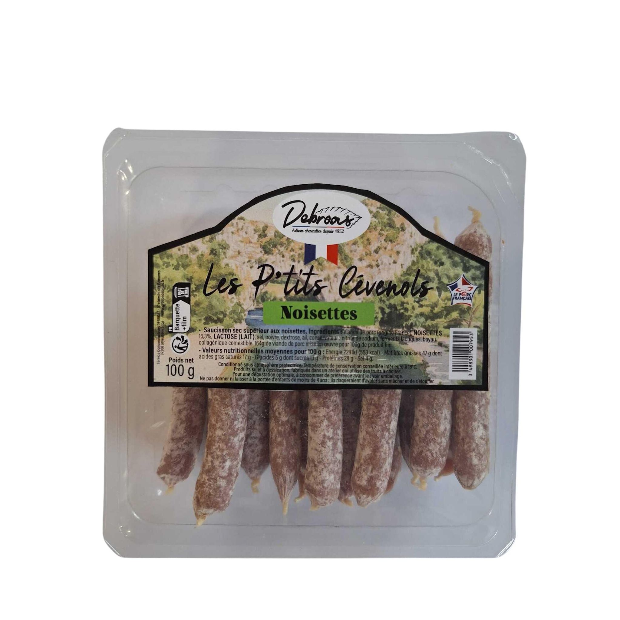 DEBROAS Mini saucissons noisettes 100g