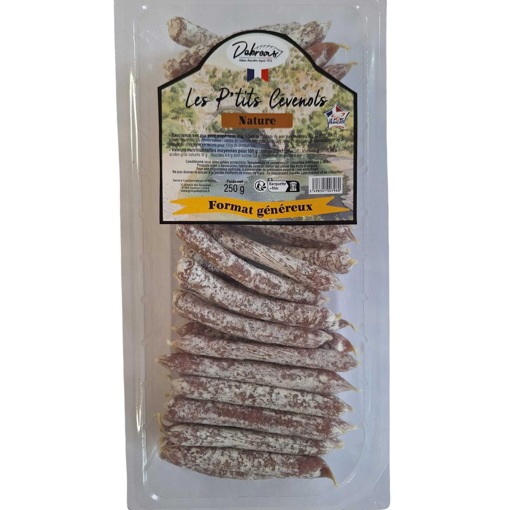 DEBROAS Mini saucissons nature 250g