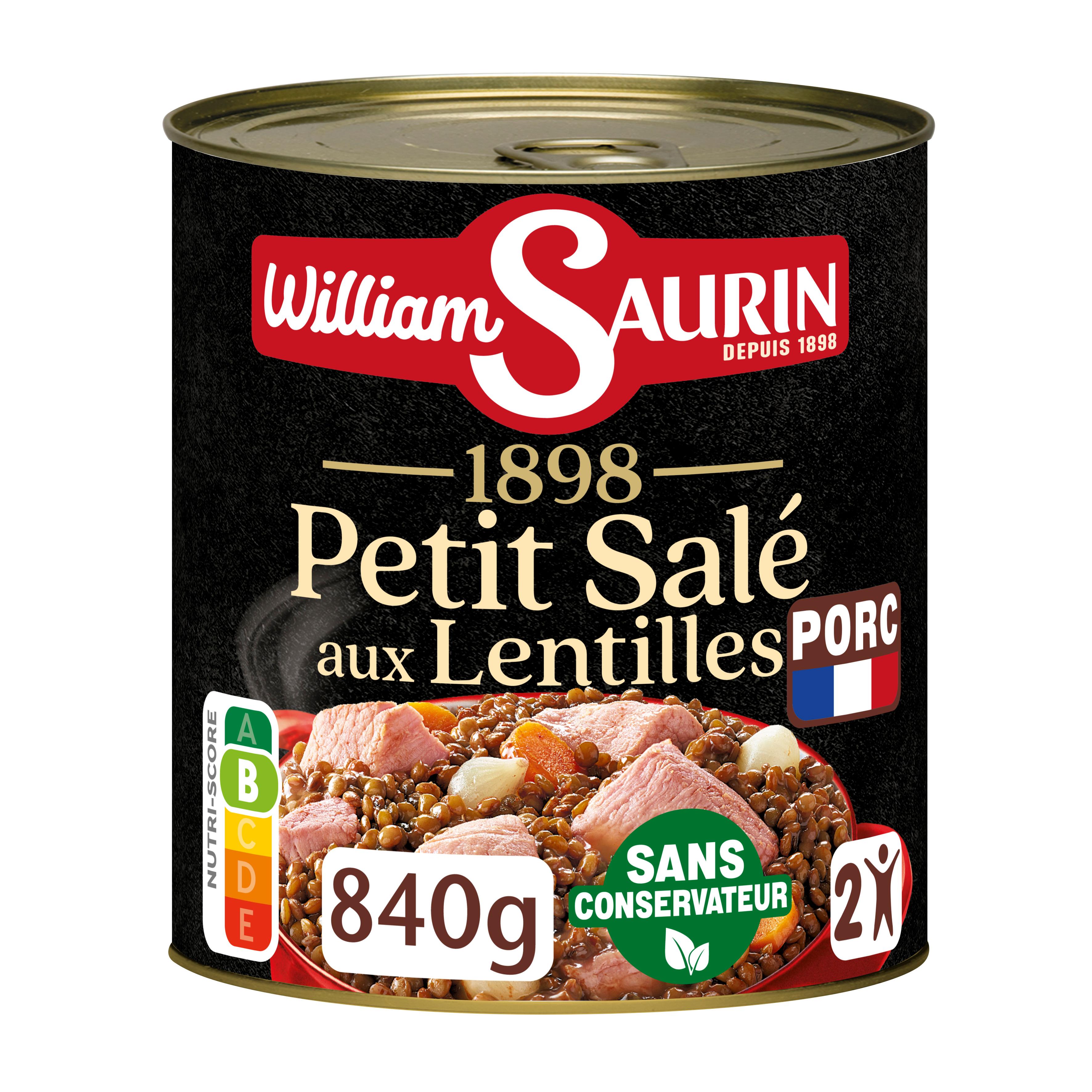 WILLIAM SAURIN Petit salé aux lentilles sans conservateur 2 portions 840g