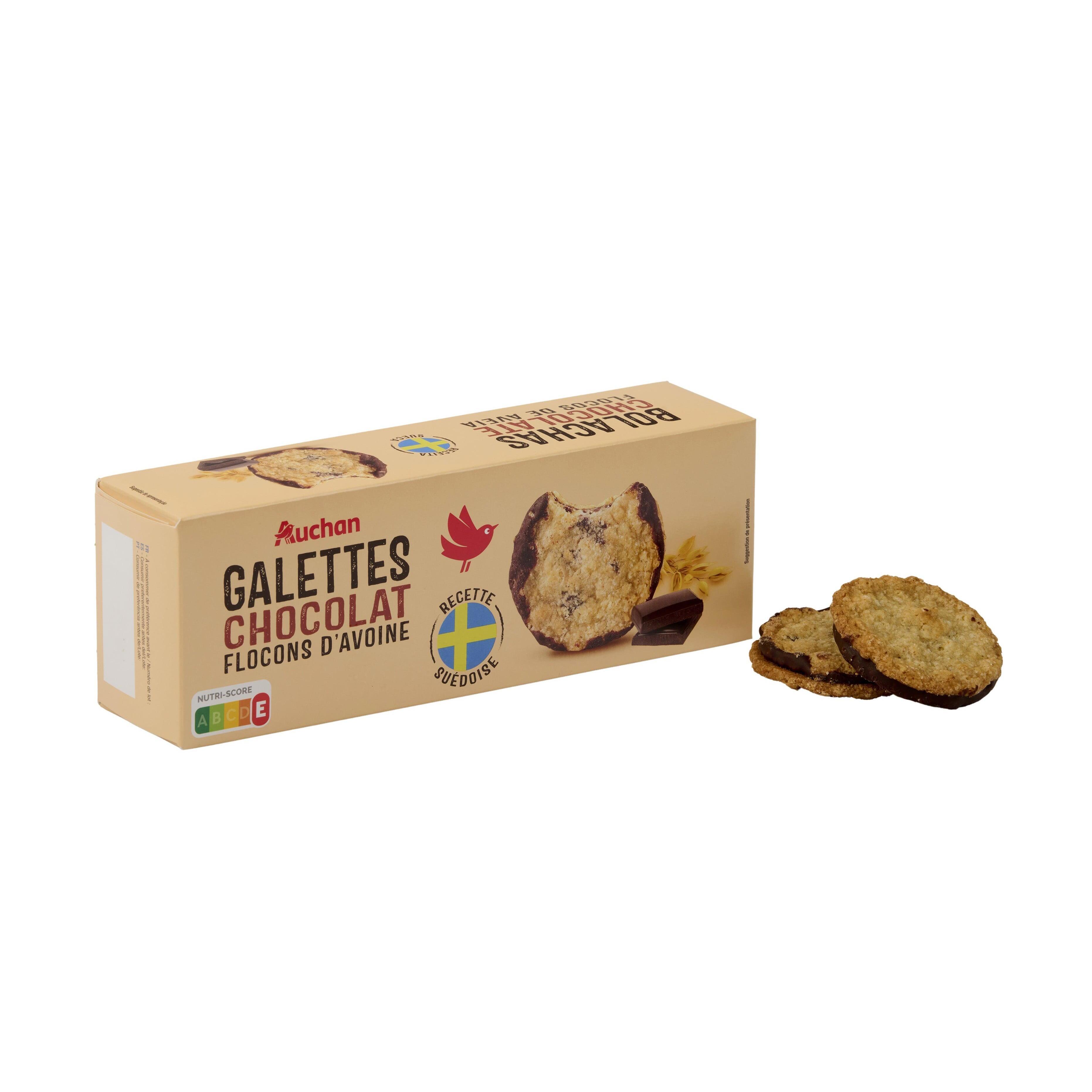 Voir la diapositive 2 : AUCHAN Galettes suédoises aux flocons d'avoine chocolat 150g