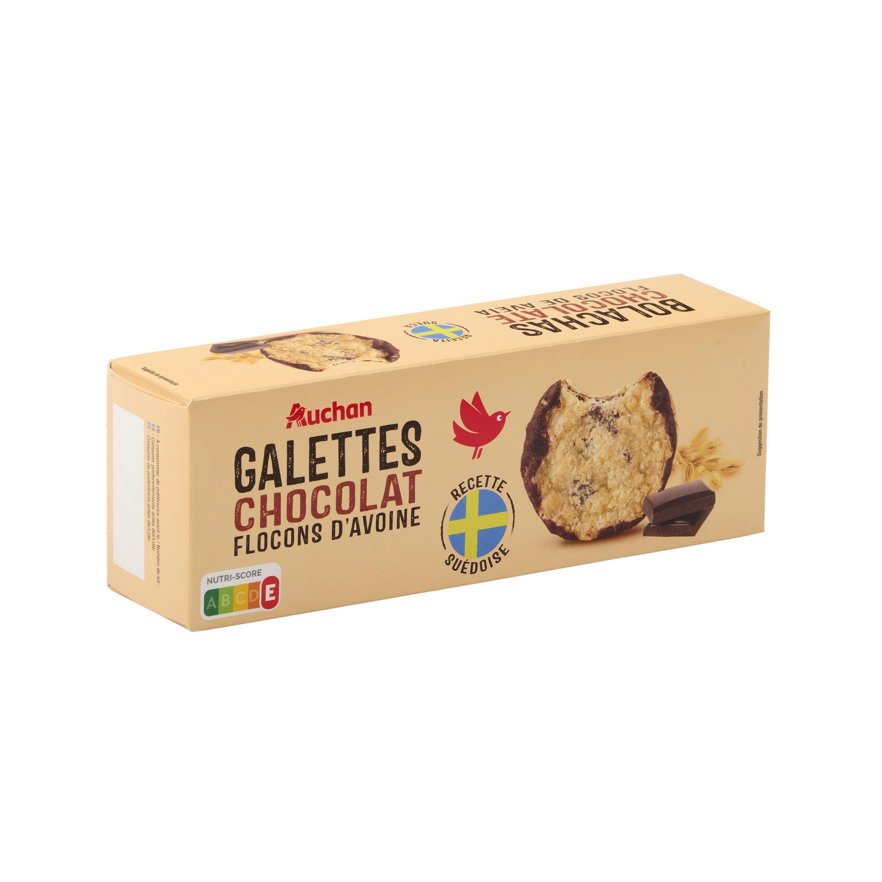 Voir la diapositive 3 : AUCHAN Galettes suédoises aux flocons d'avoine chocolat 150g