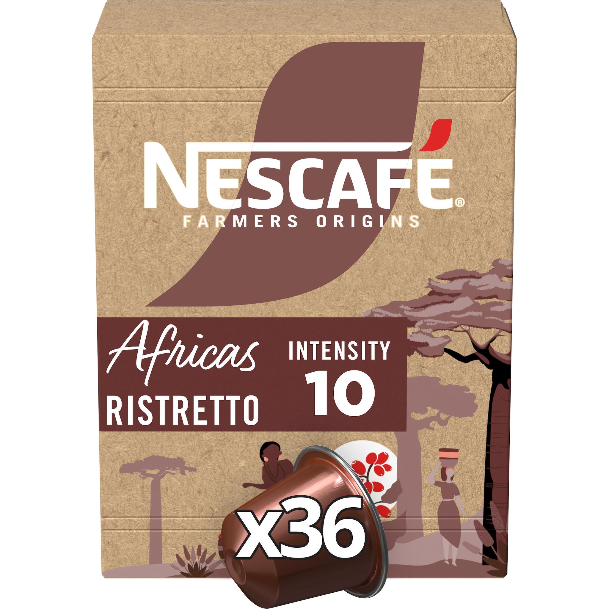 NESCAFE Capsules de café Africas ristretto Intensité 10 36 capsules 158g