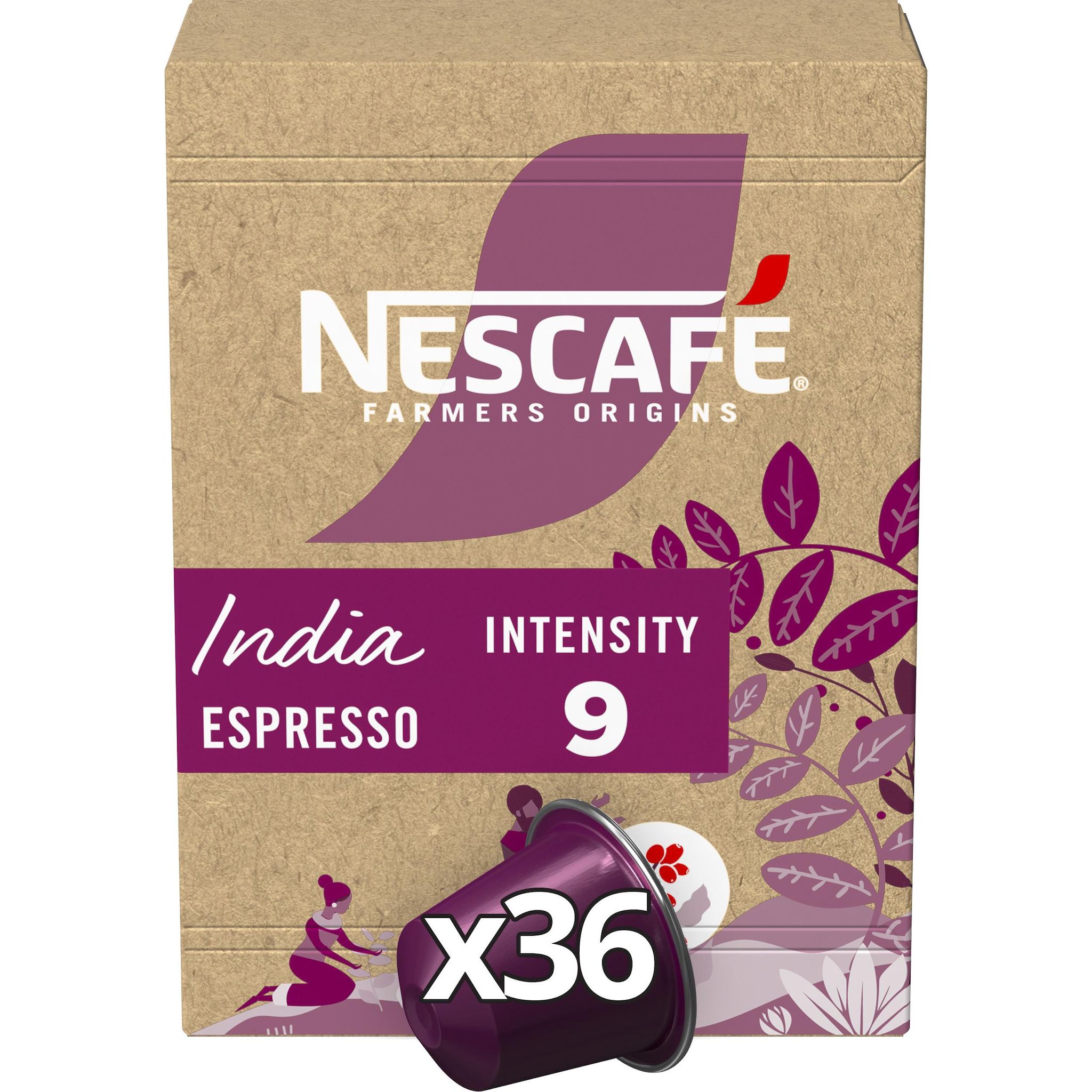NESCAFE Capsules de café India espresso Intensité 9 36 capsules 158.4g