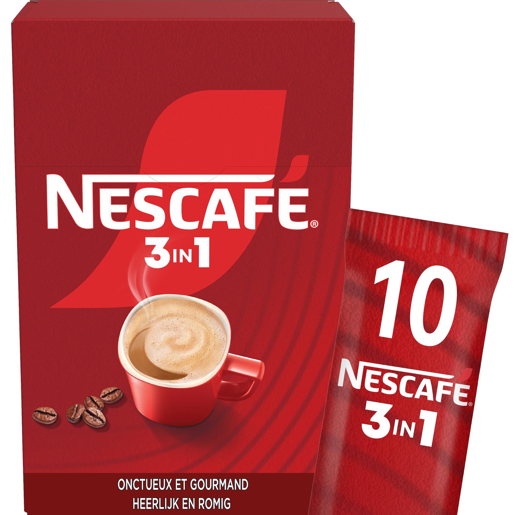 NESCAFE 3en1 Préparation instantanée café au lait sucré 10 sticks 155g
