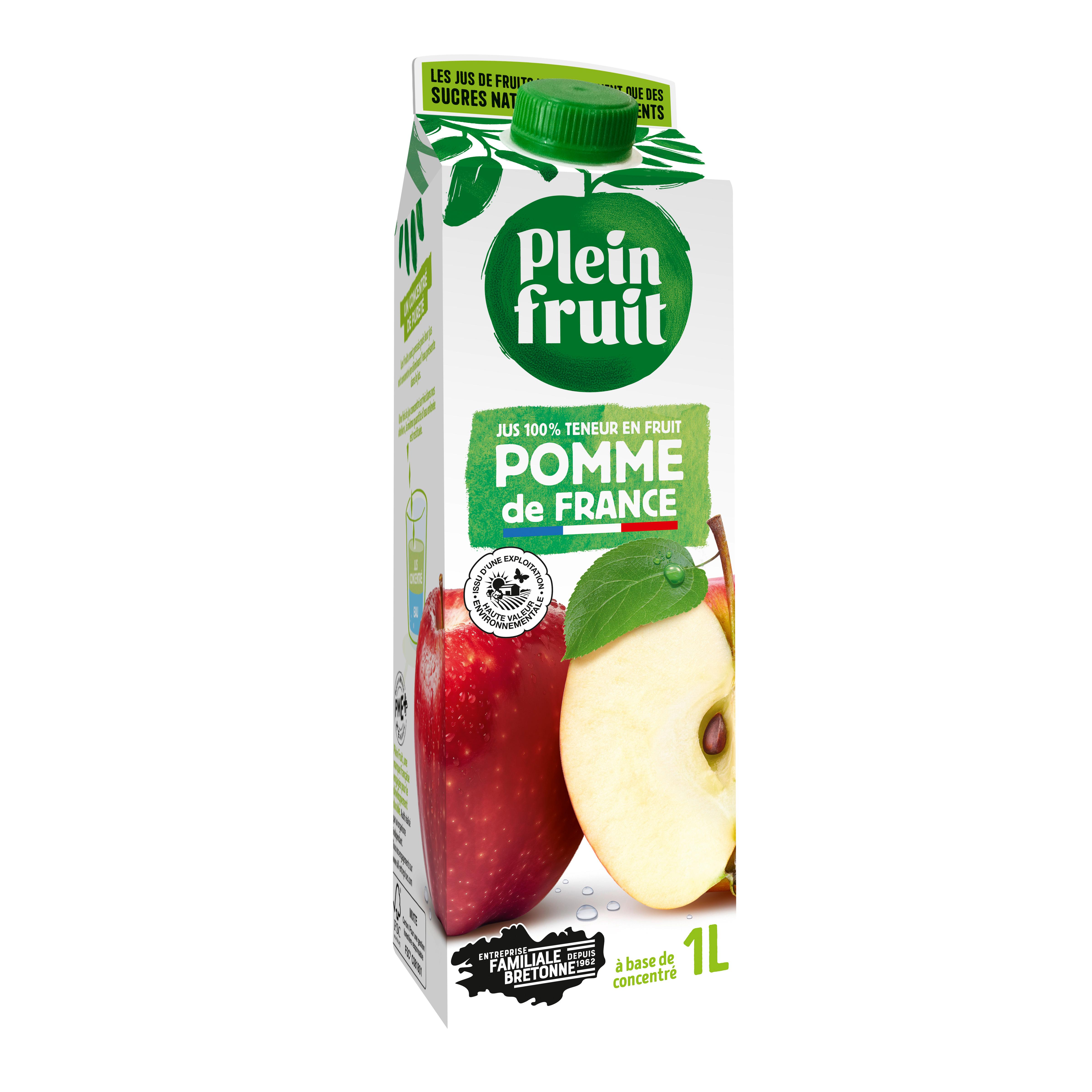 PLEIN FRUIT Jus à base de concentré de pomme de France 1l