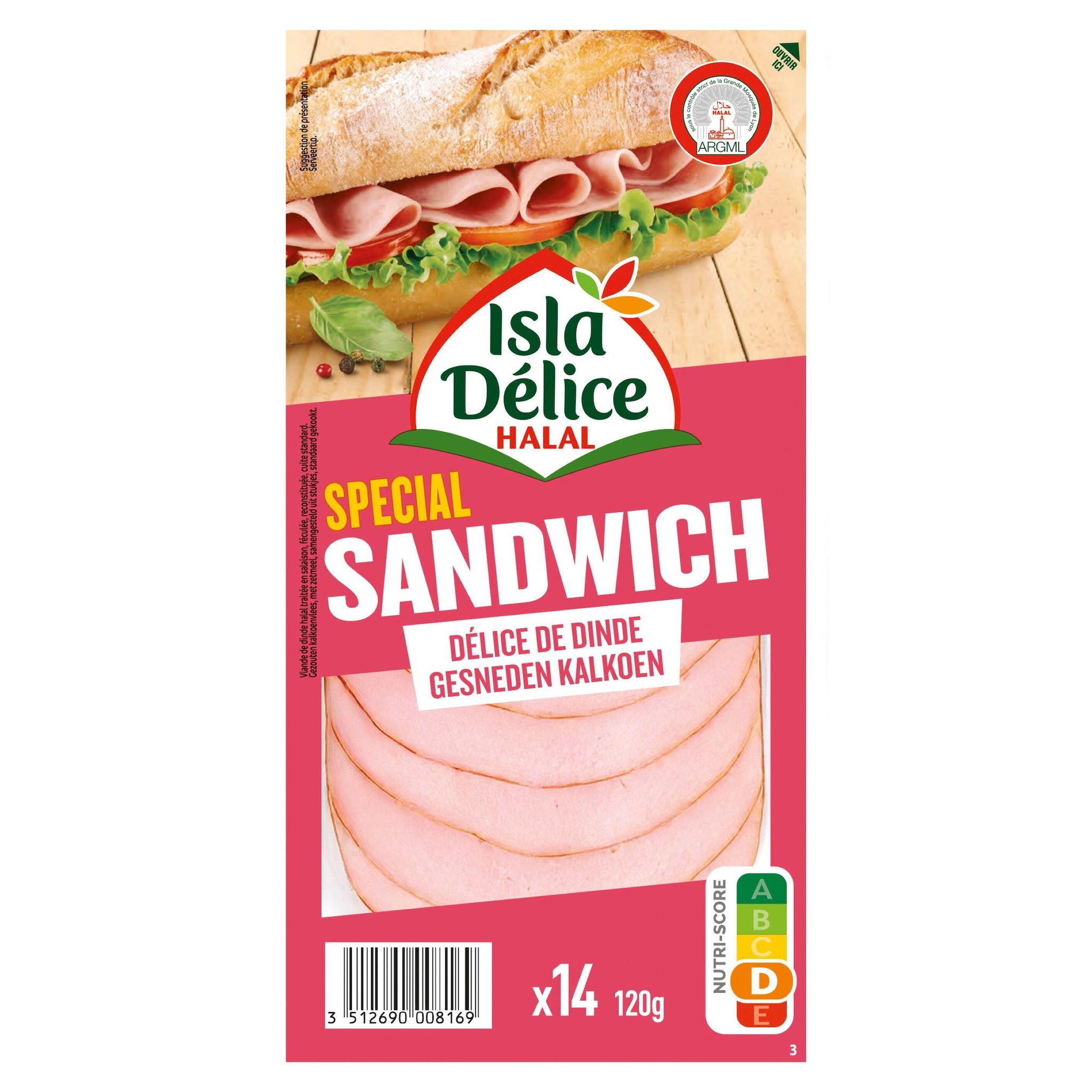 ISLA DELICE Délice de dinde halal spécial sandwich 14 tranches 120g