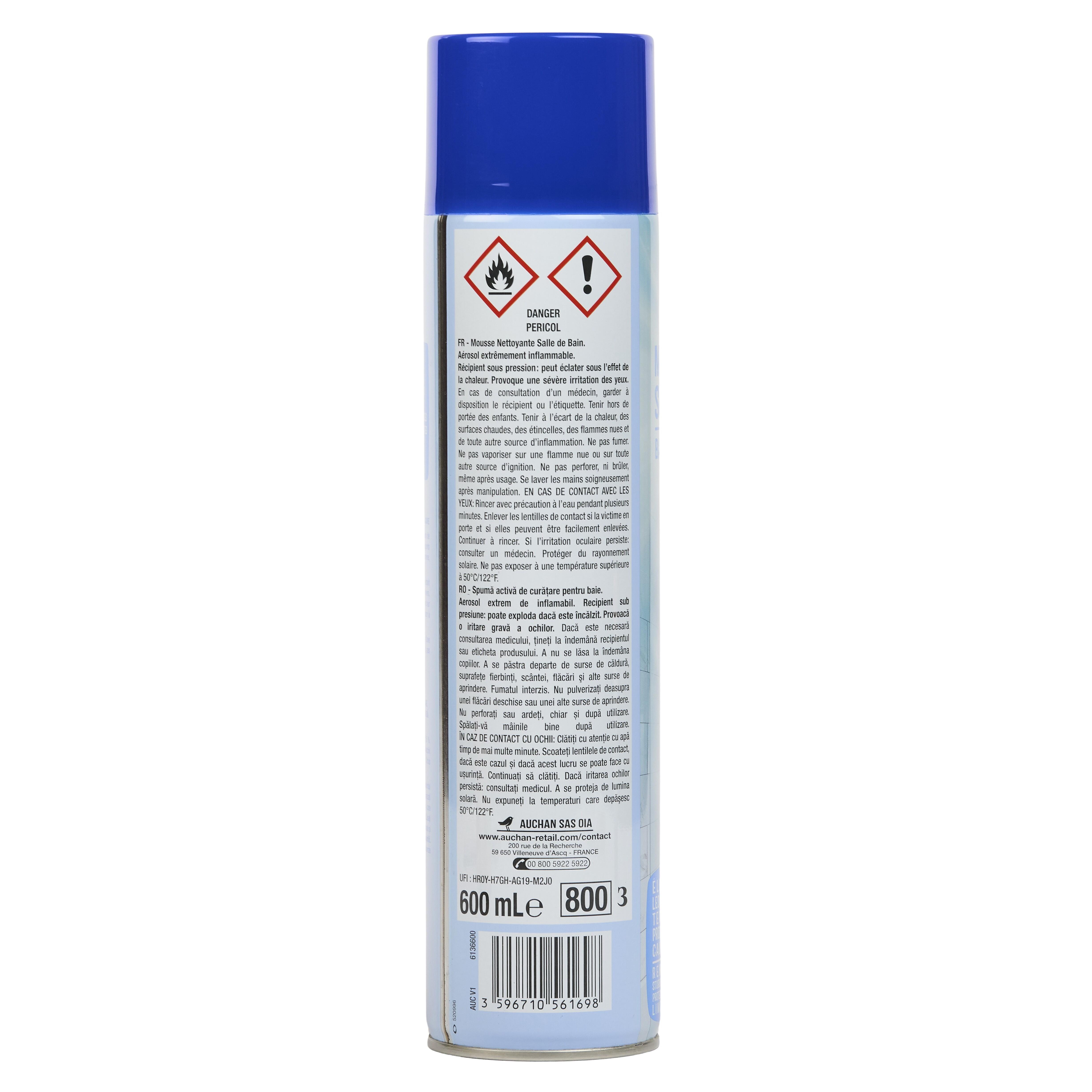 Voir la diapositive 3 : AUCHAN Mousse nettoyant anti-calcaire salle de bain 600ml