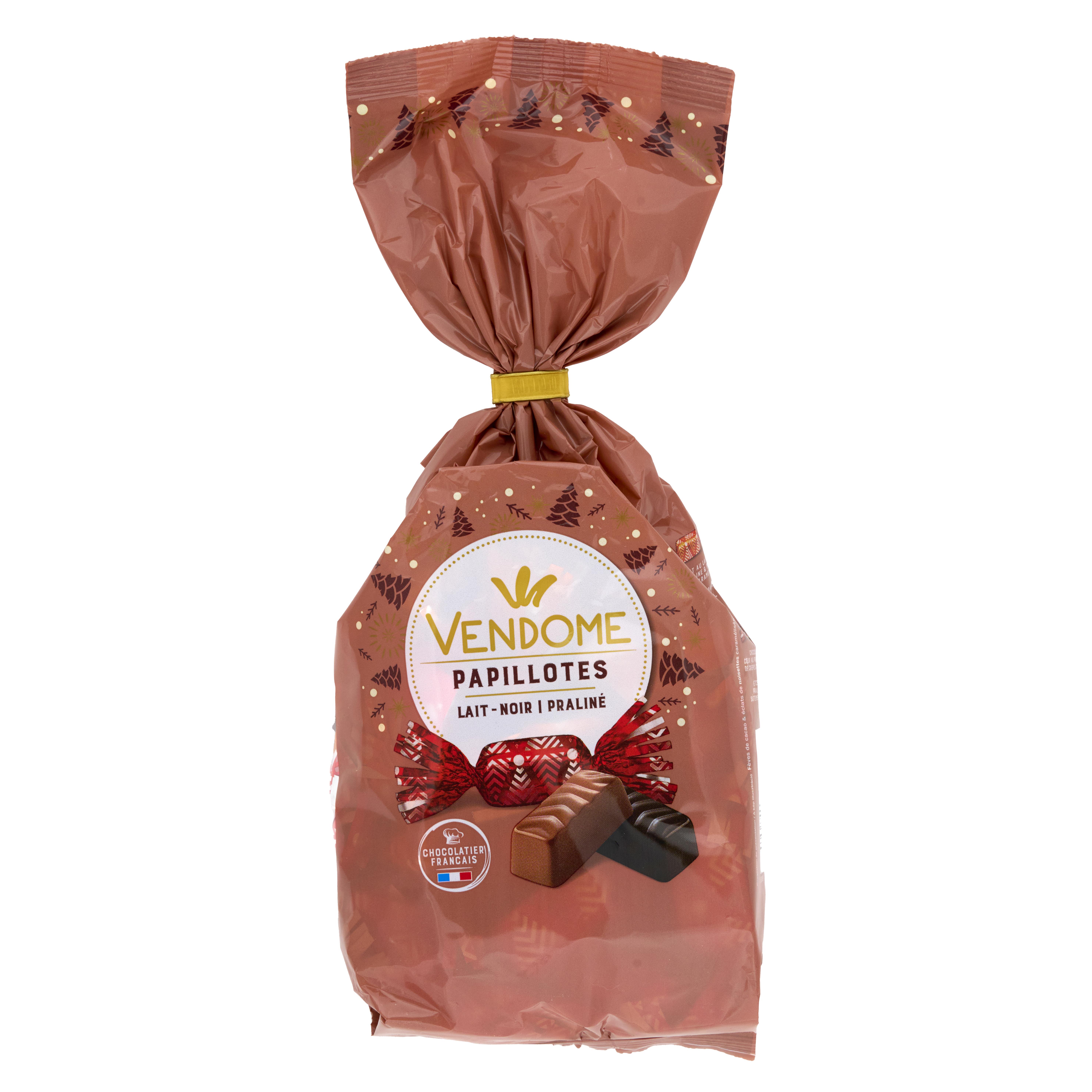 VENDOME Papillotes de chocolat au lait et noir praliné en sachet 300g