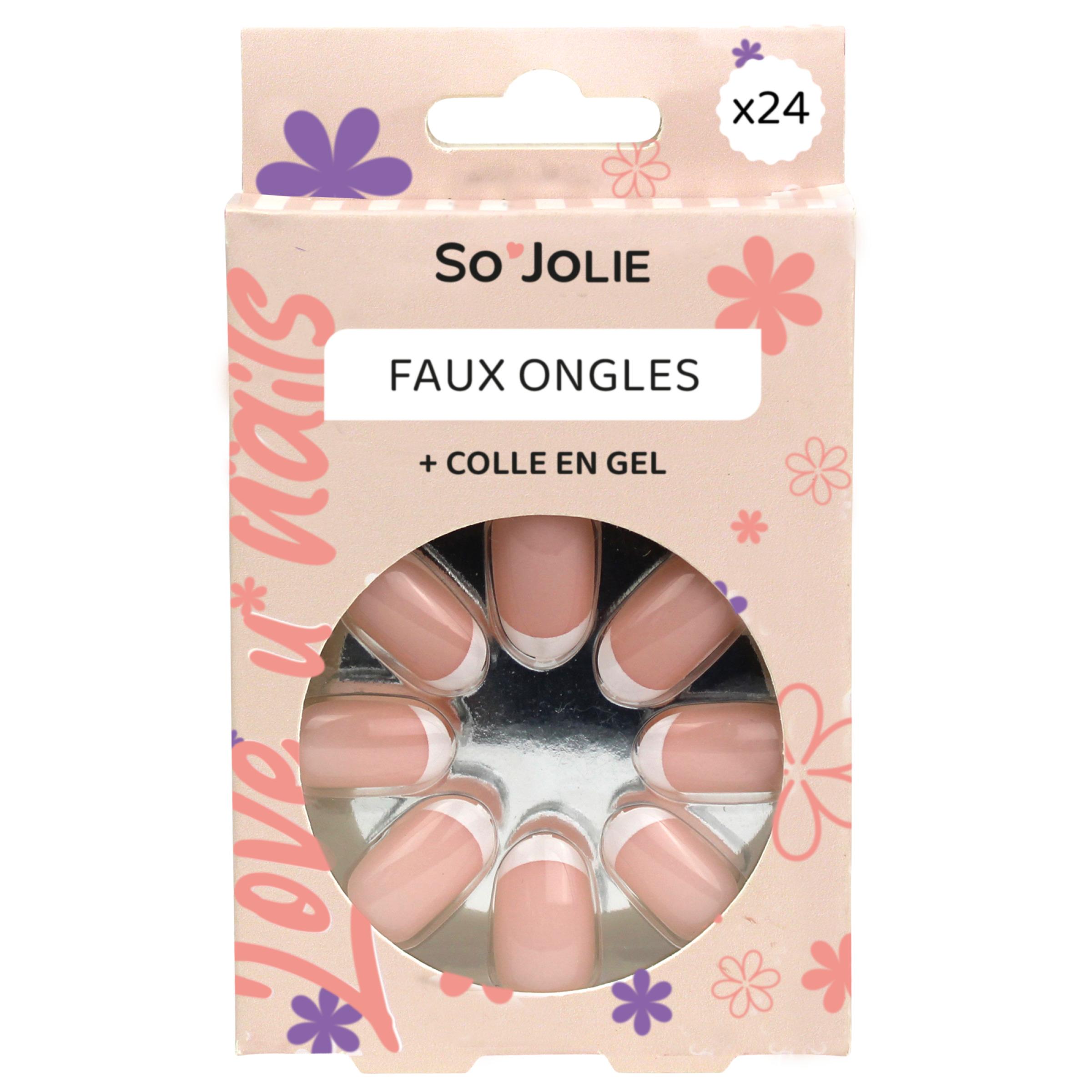 SO JOLIE Faux-ongles french manicure 24 faux-ongles+colle en gel