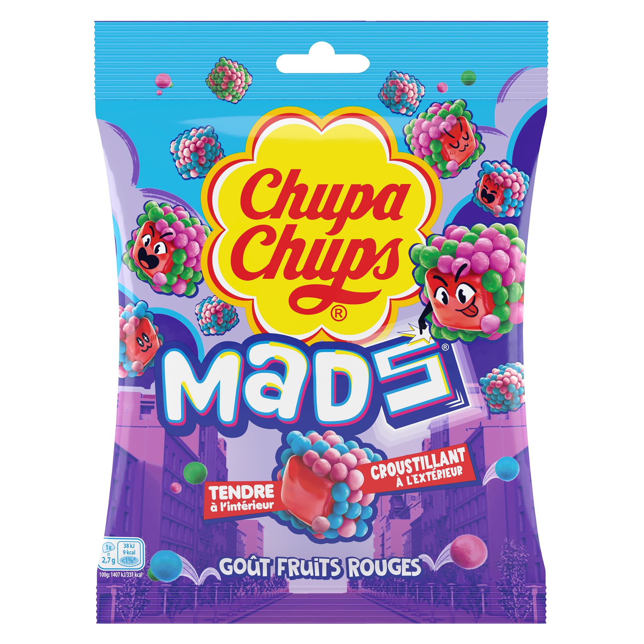 CHUPA CHUPS Mads Bonbons gélifiés goût fruits rouges 115g