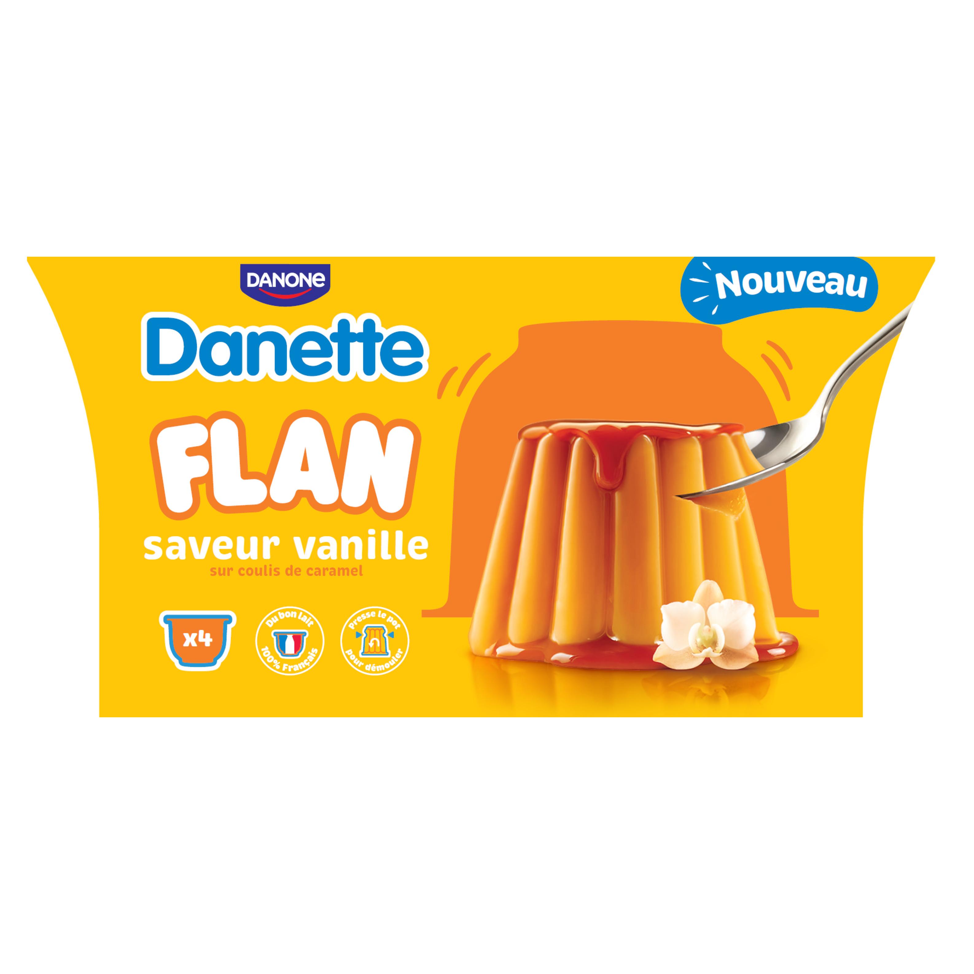 DANONE Danette Flan vanille sur coulis de caramel 4x95g