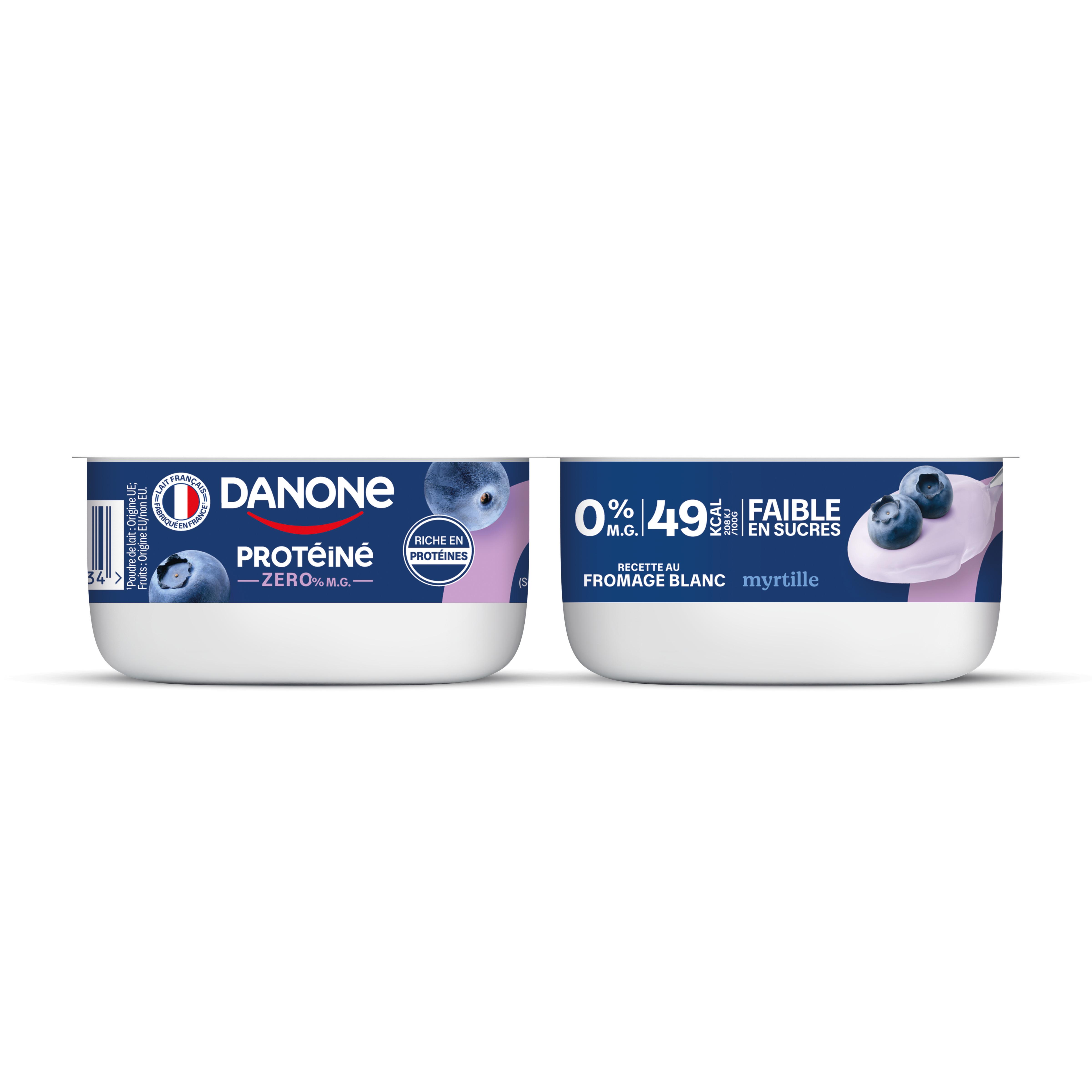 DANONE Protéiné Yaourt fromage blanc à la myrtille 0%MG 4x100g