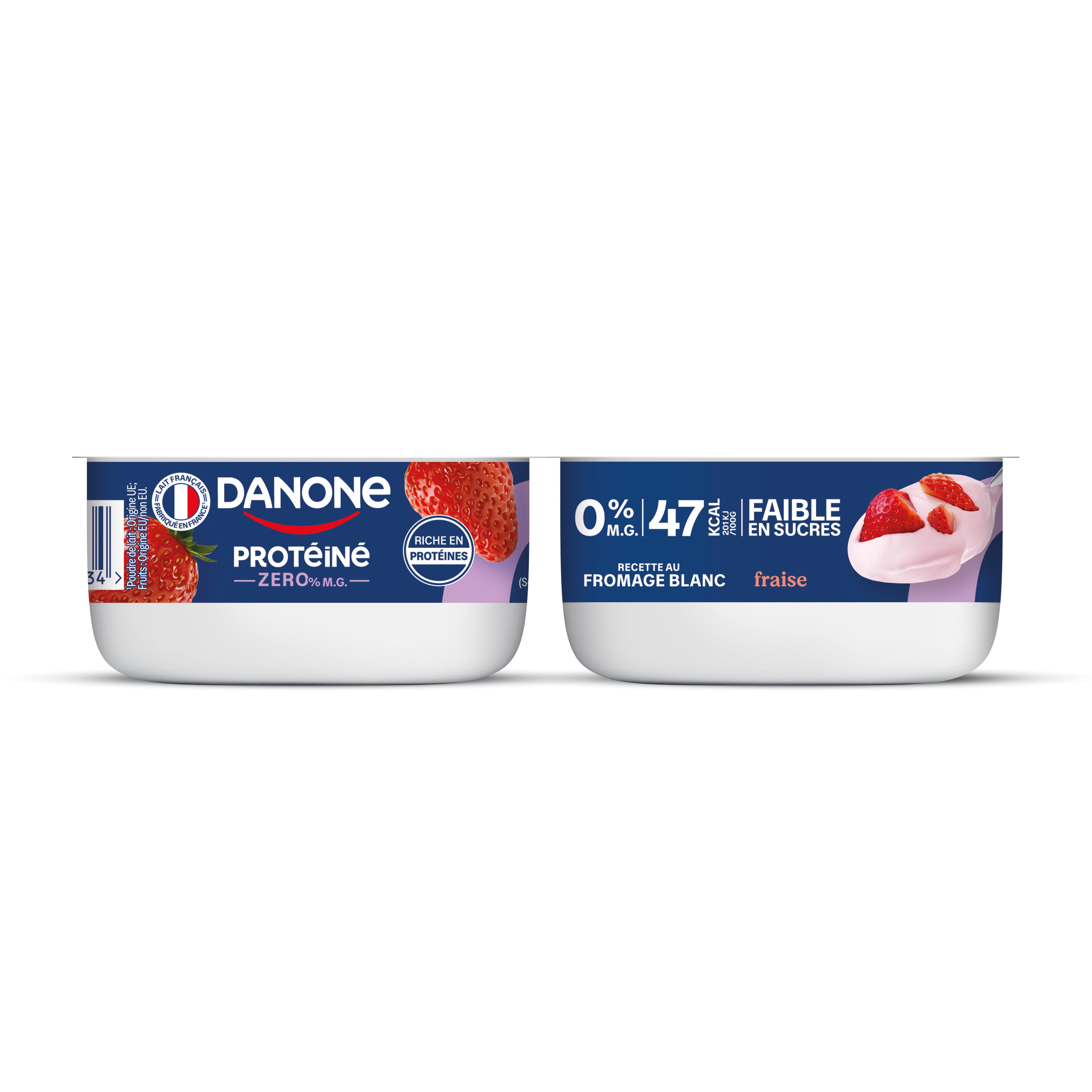 DANONE Protéiné Yaourt fromage blanc à la fraise 0%MG 4x100g