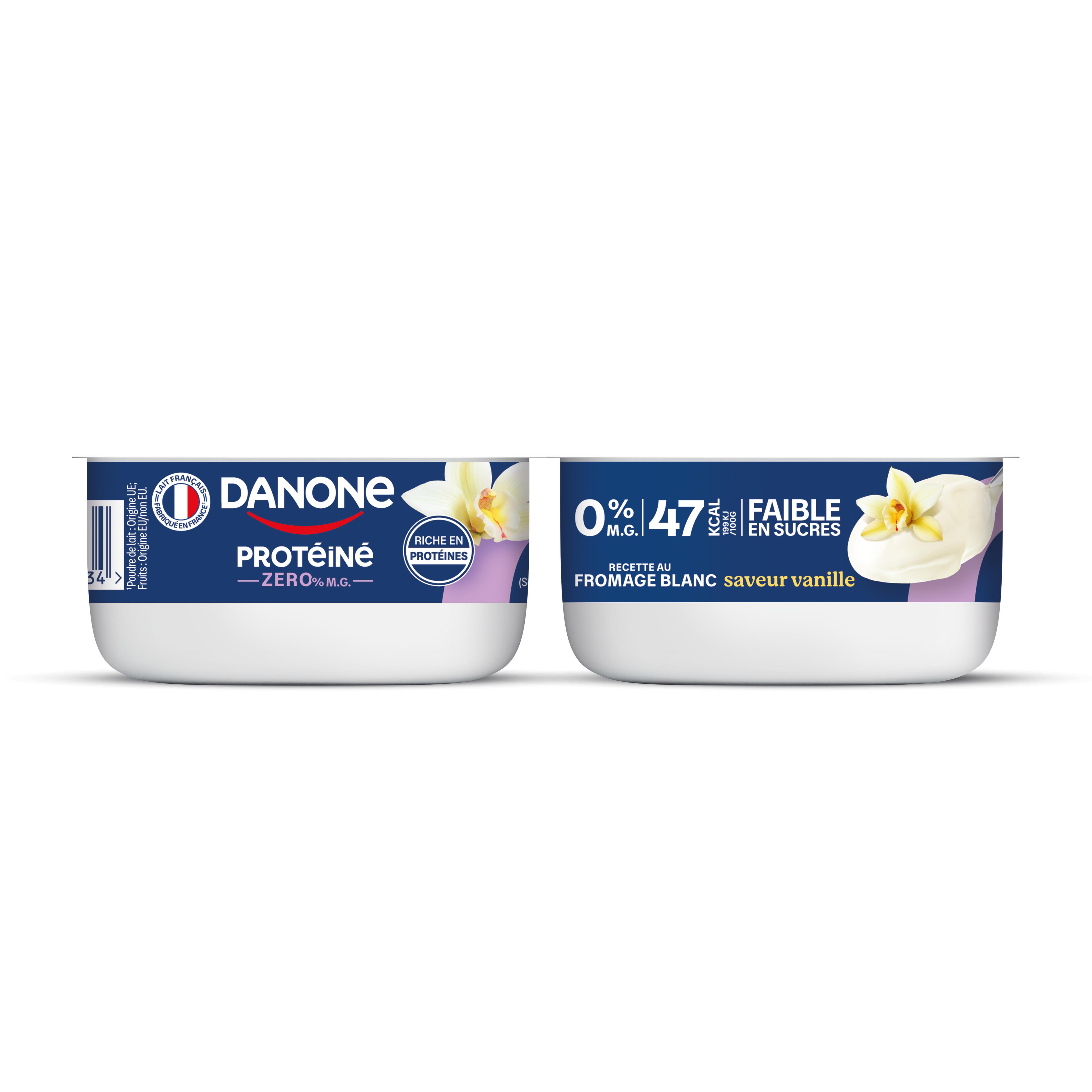 DANONE Protéiné Yaourt fromage blanc à la vanille 0%MG 4x100g
