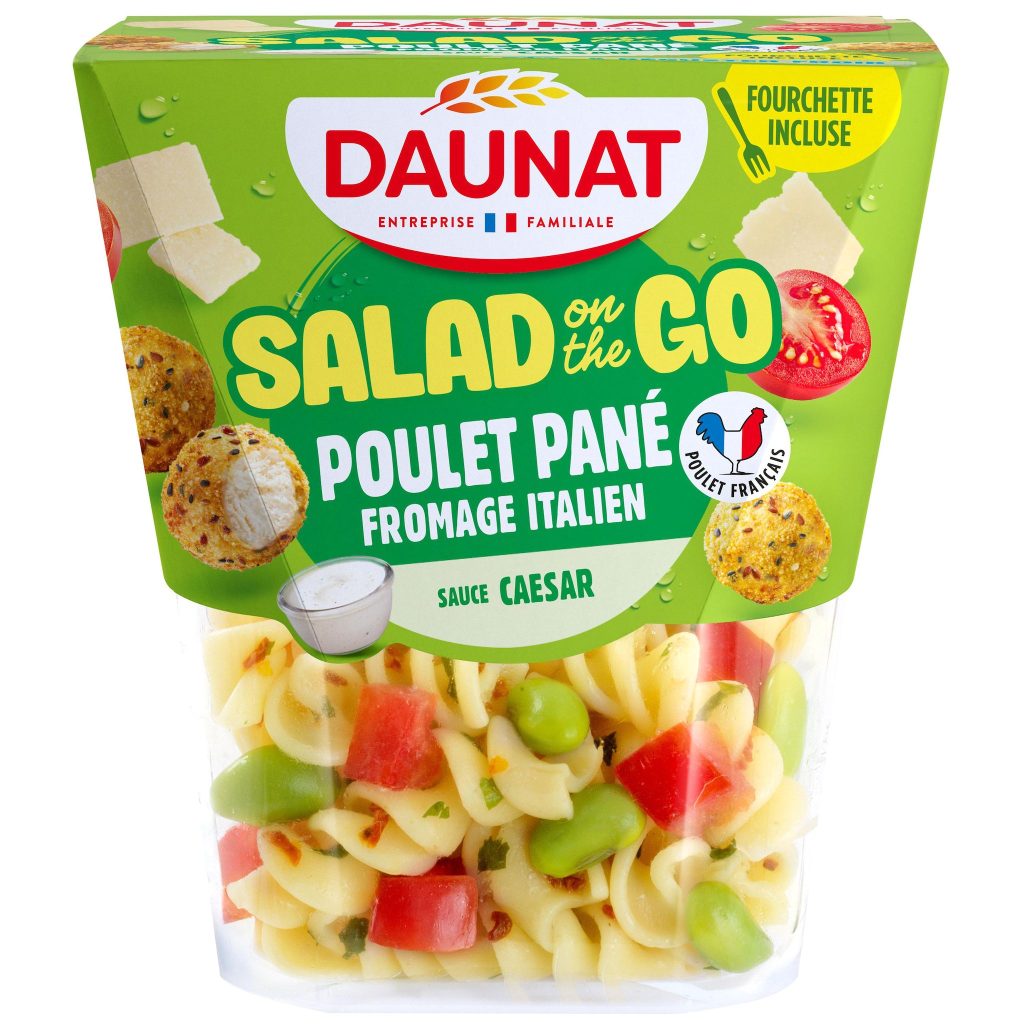 DAUNAT Salade On the go poulet pané fromage italien sauce caesar 1 part 270g