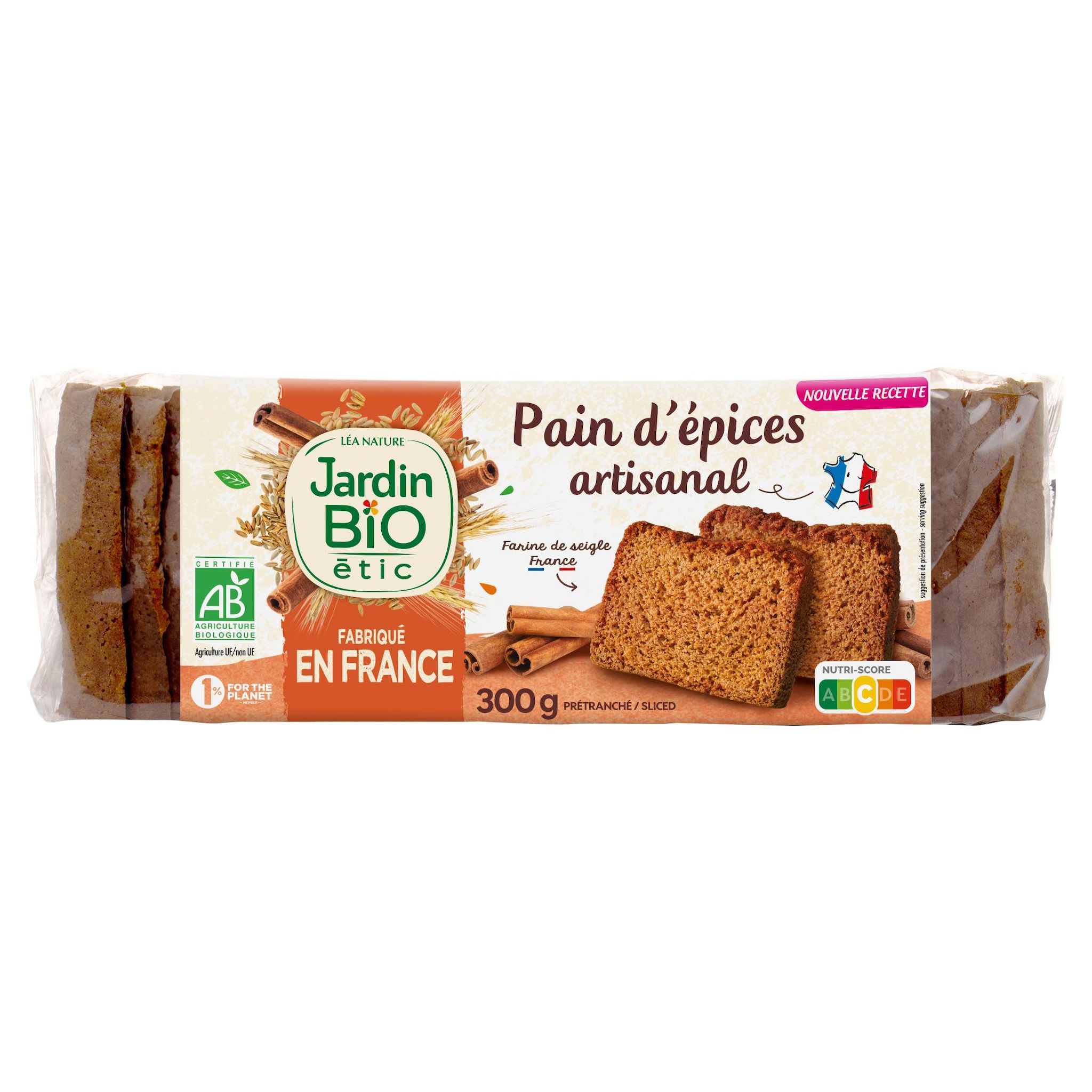 JARDIN BIO ETIC Pain d'épices français sans huile de palme pré-tranchés 300g