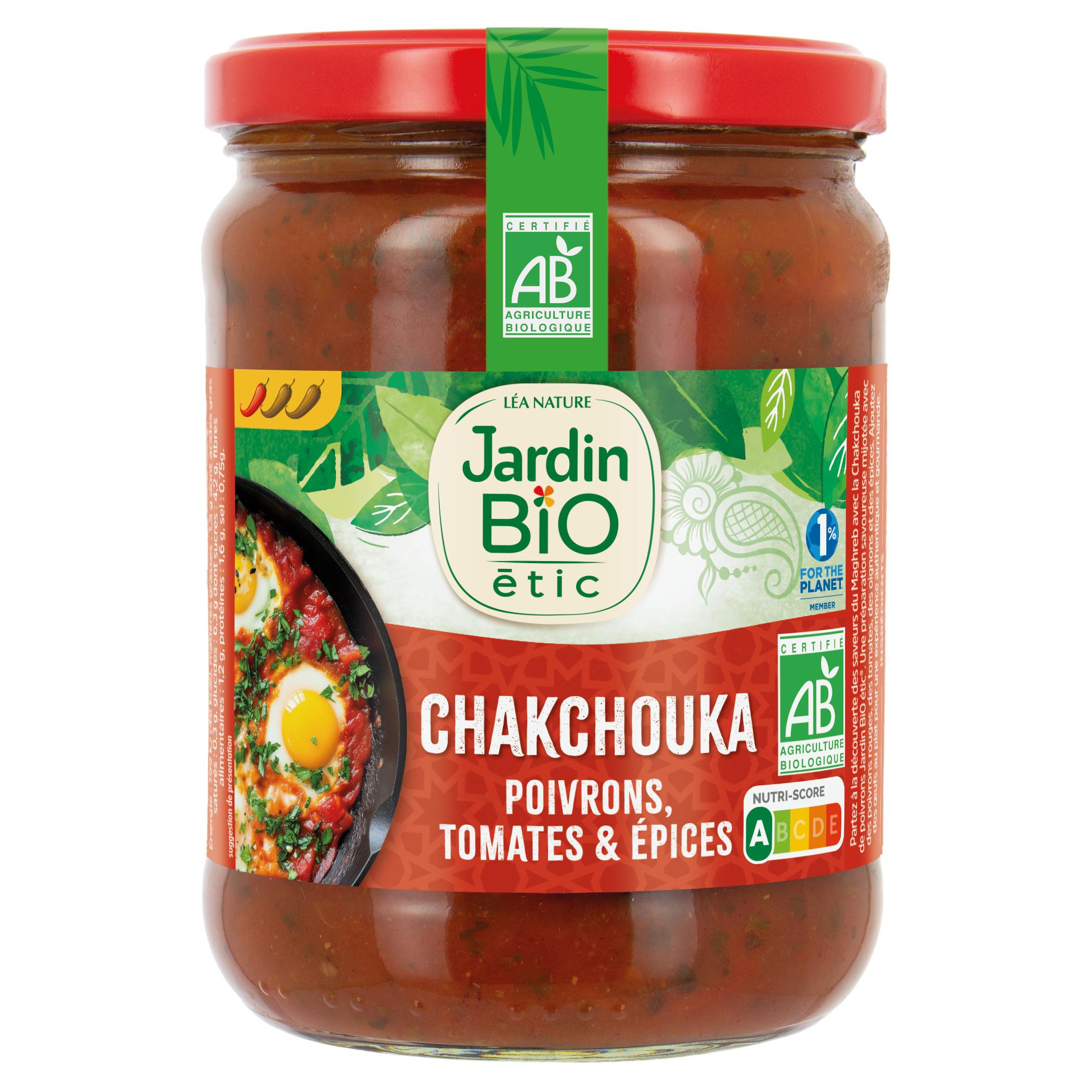 JARDIN BIO Chakchouka de poivrons tomates et épices bio en bocal 500g