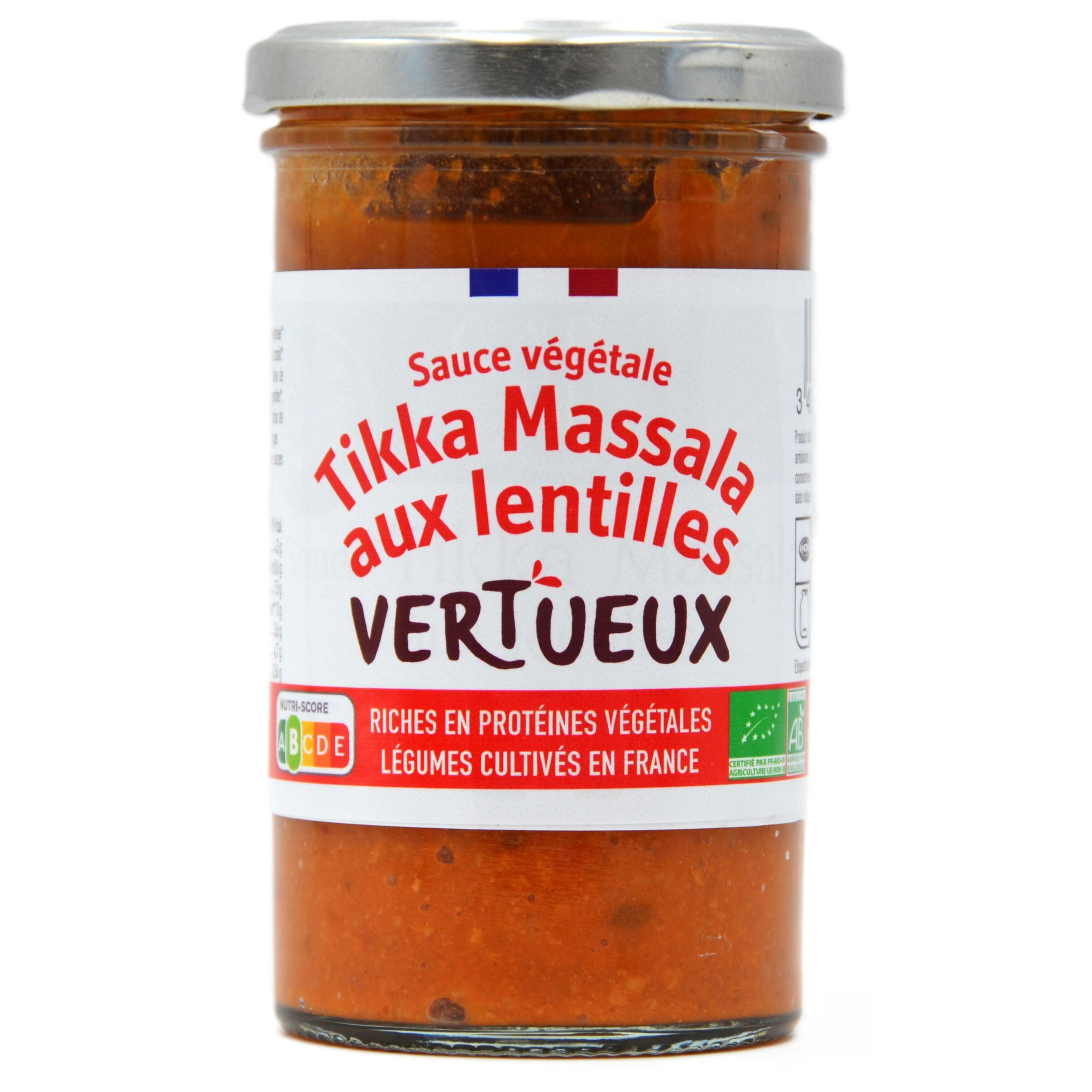 VERTUEUX Sauce tikka massala aux lentilles corail bio en bocal 250g