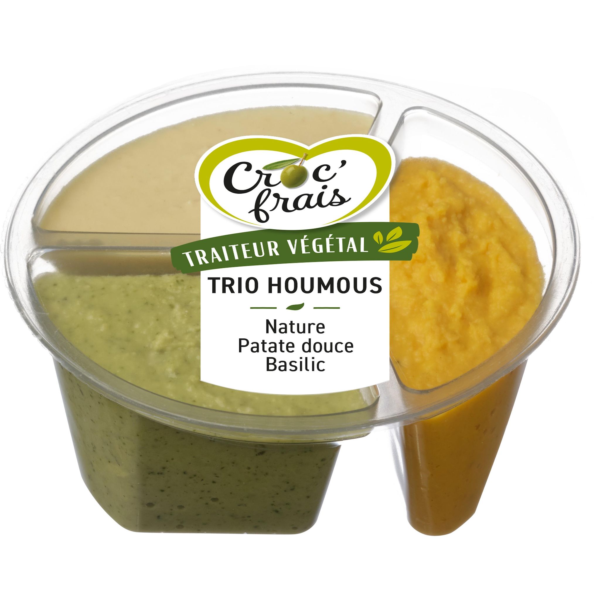 CROC'FRAIS Trio houmous nature patate douce basilic 210g