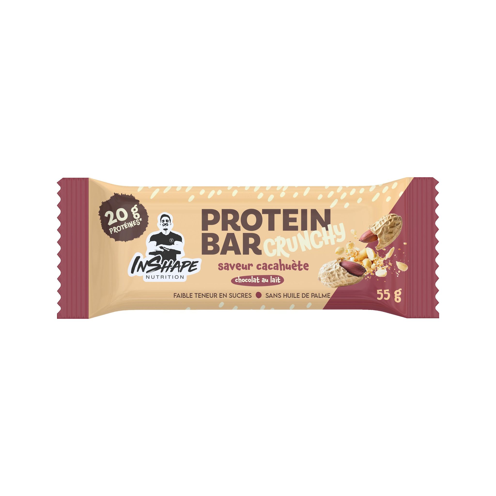 INSHAPE NUTRITION Barre de céréales au chocolat au lait cacahuètes caramel 55g