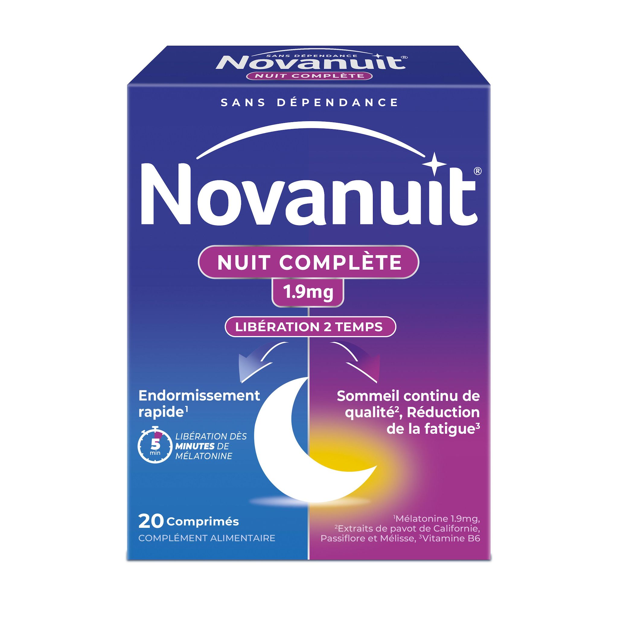 NOVANUIT Complément alimentaire nuit complète 1.9mg 20 comprimés