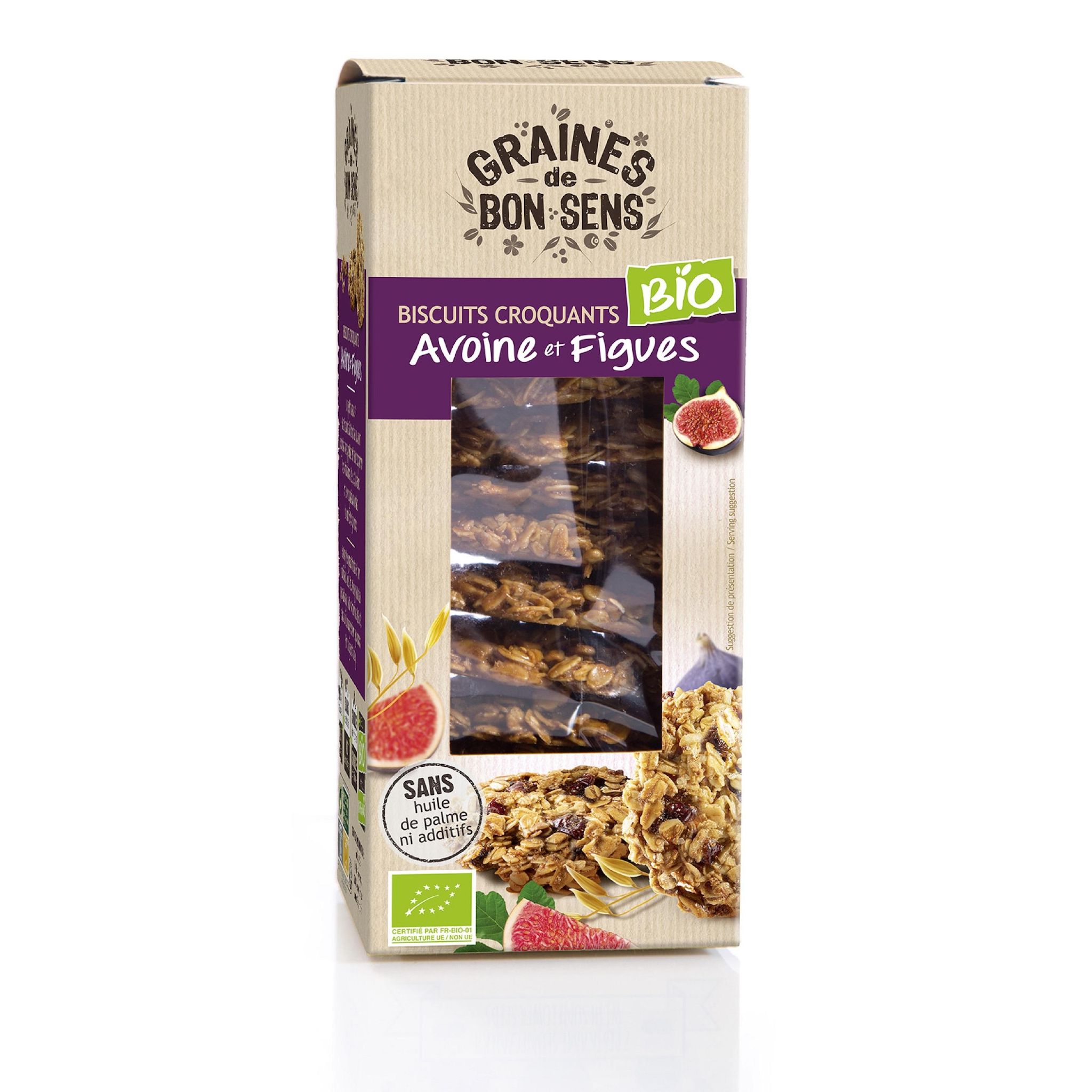GRAINES DE BON SENS Biscuits croquants bio à l'avoine et figues 150g