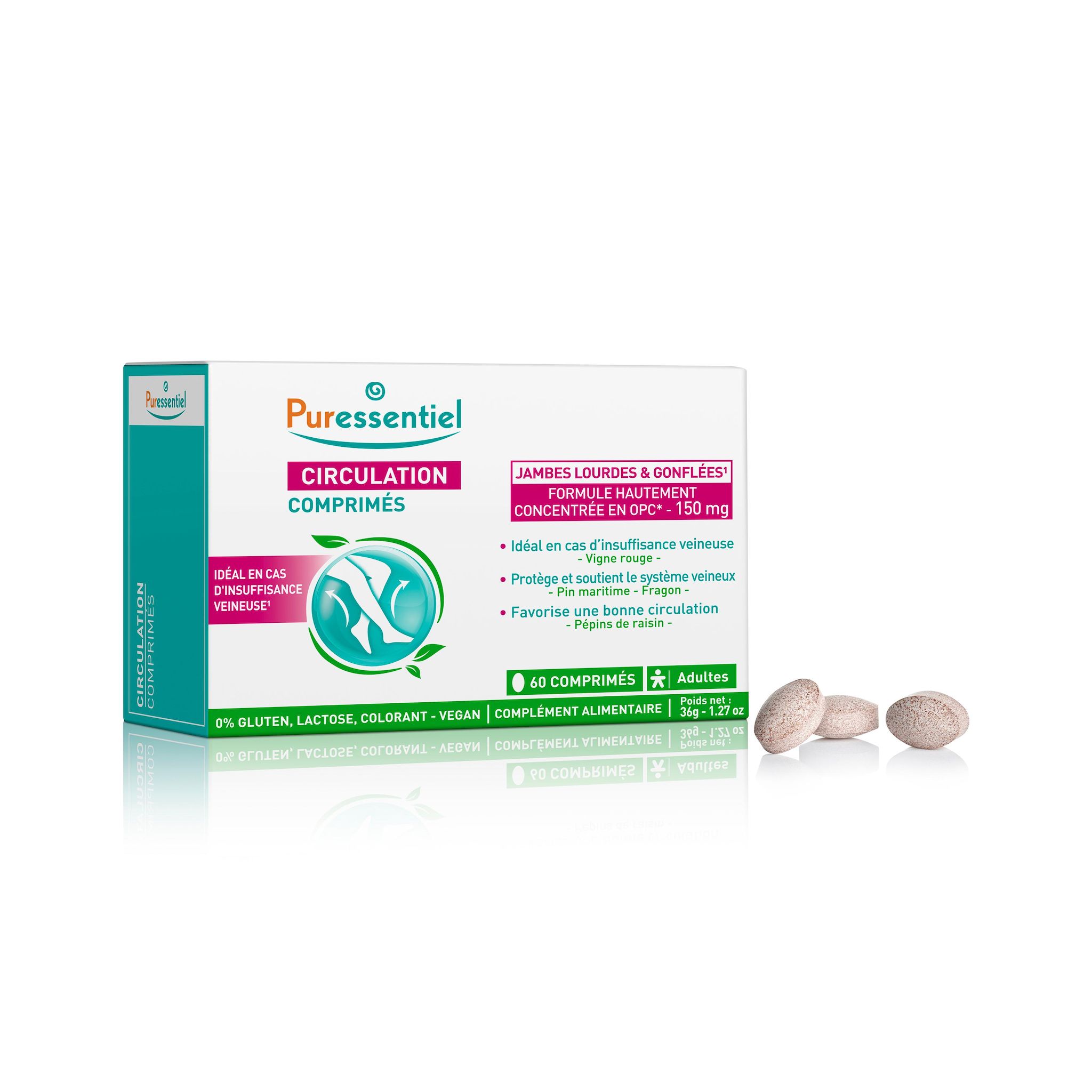 PURESSENTIEL Complément alimentaire circulation jambes lourdes et gonflées 60 comprimés