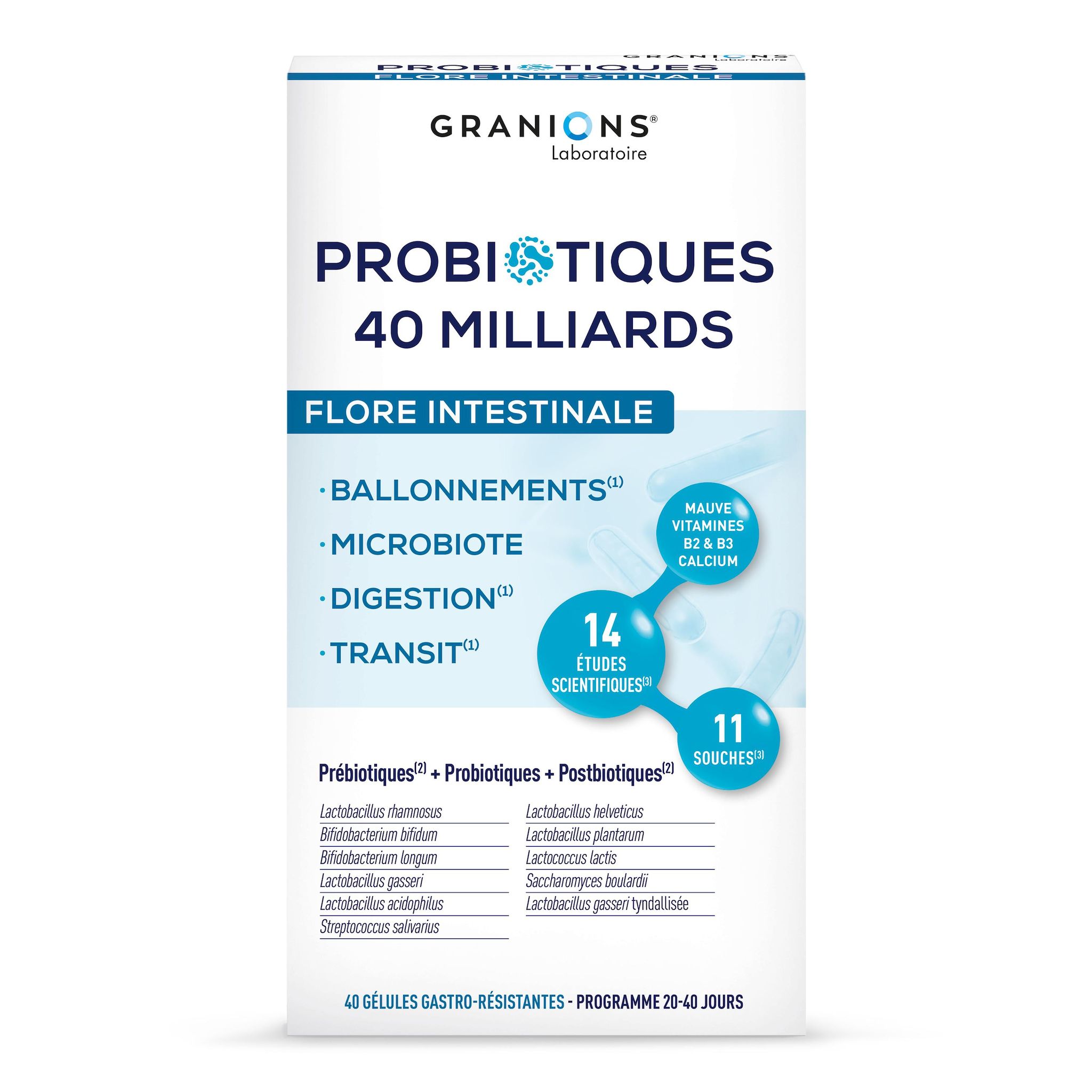 GRANIONS Probiotiques flore intestinale 40 Gélules