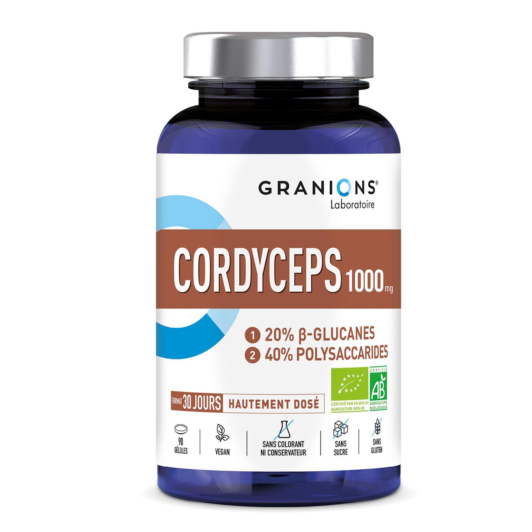GRANIONS Complément alimentaire Cordyceps 1000 mg bio 90 comprimés