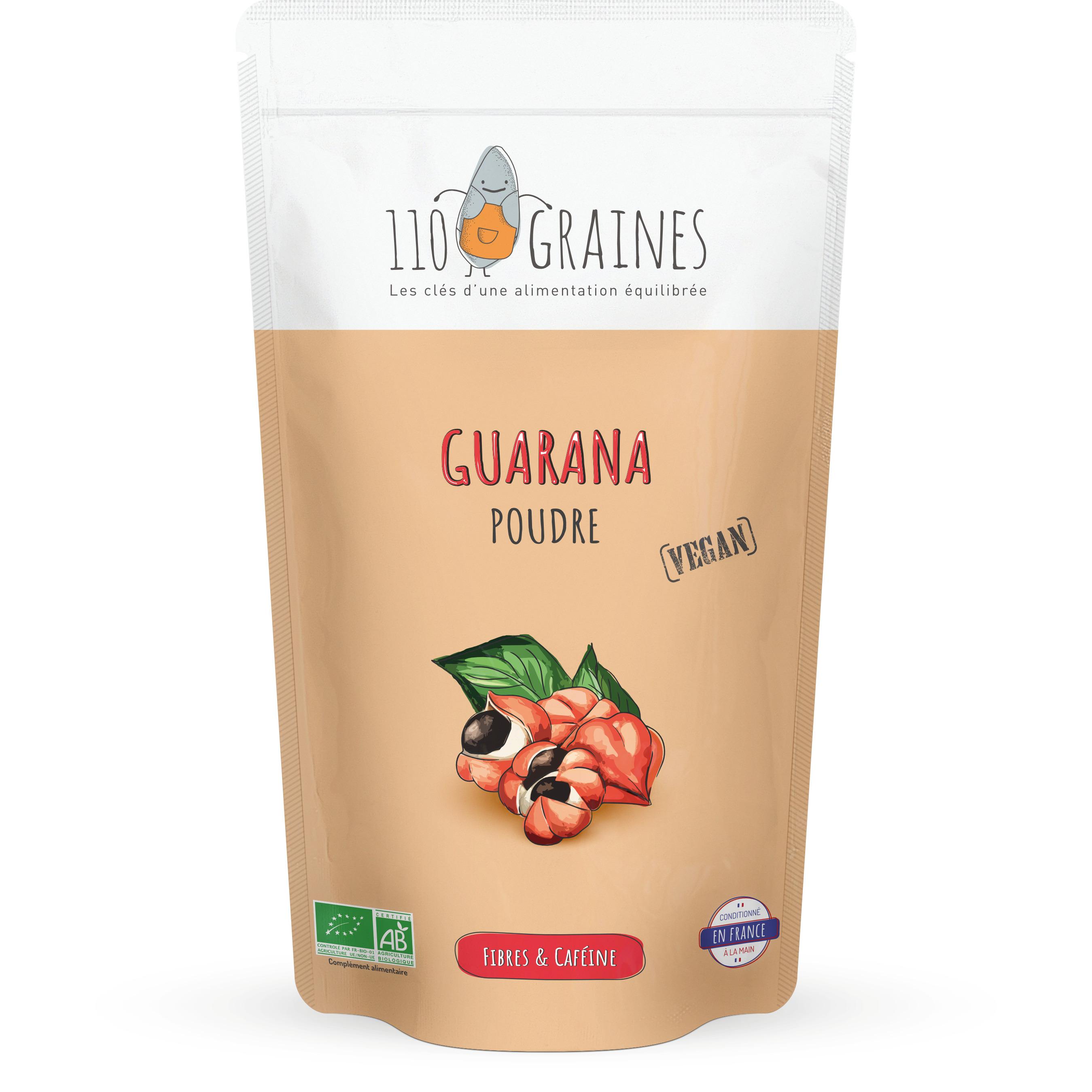 110 GRAINES Complément alimentaire guarana poudre bio 100g