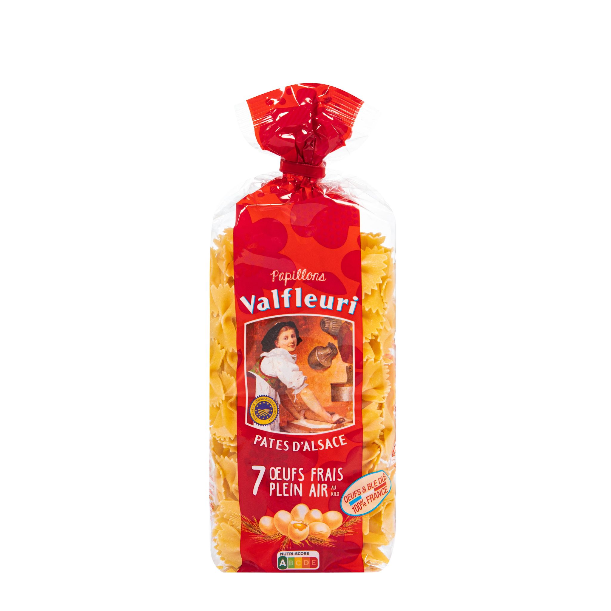 VALFLEURI Pâtes d'Alsace papillon 7 oeufs frais plein air 250g