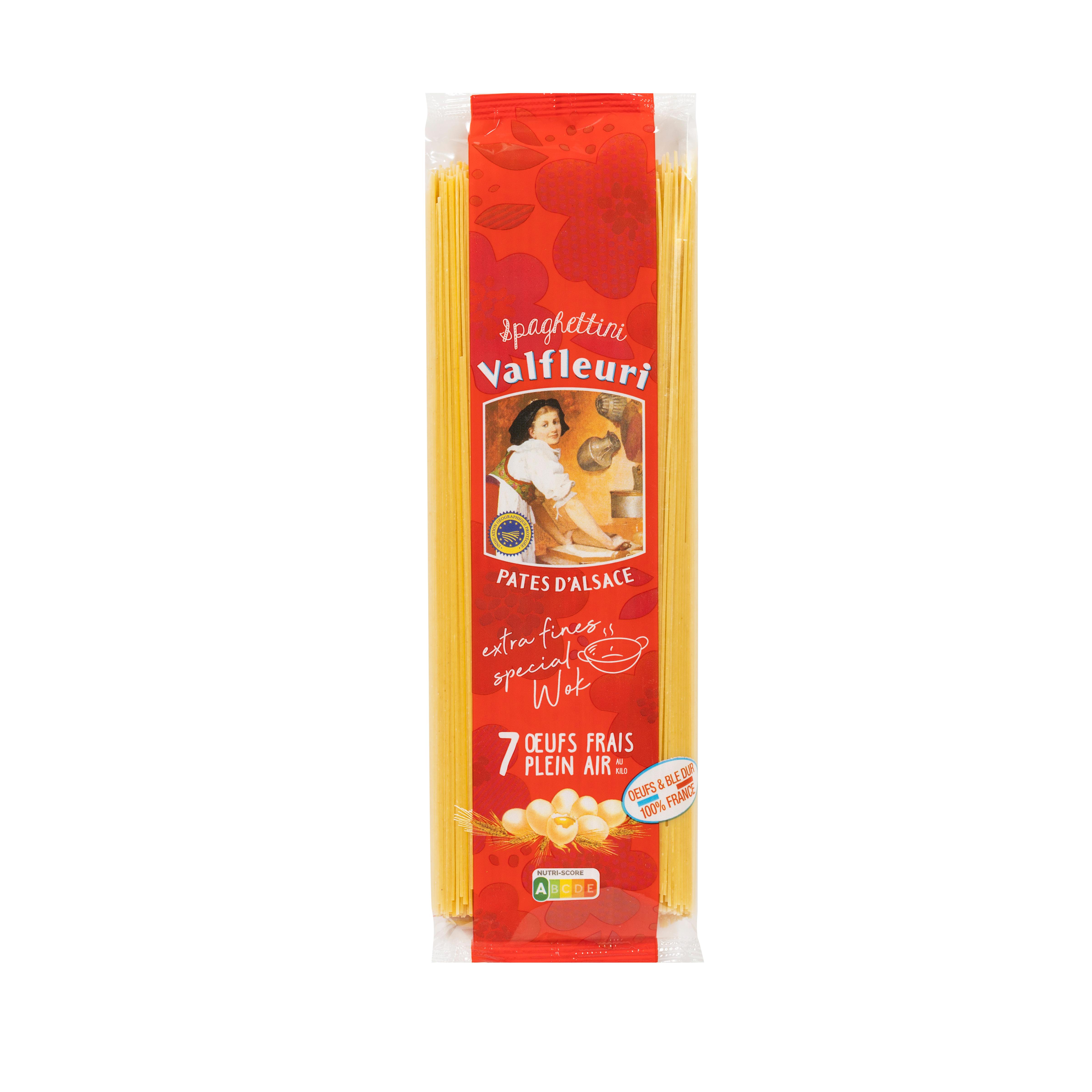 VALFLEURI Pâte d'Alsace Spaghettini 7 oeufs frais plein air 500g