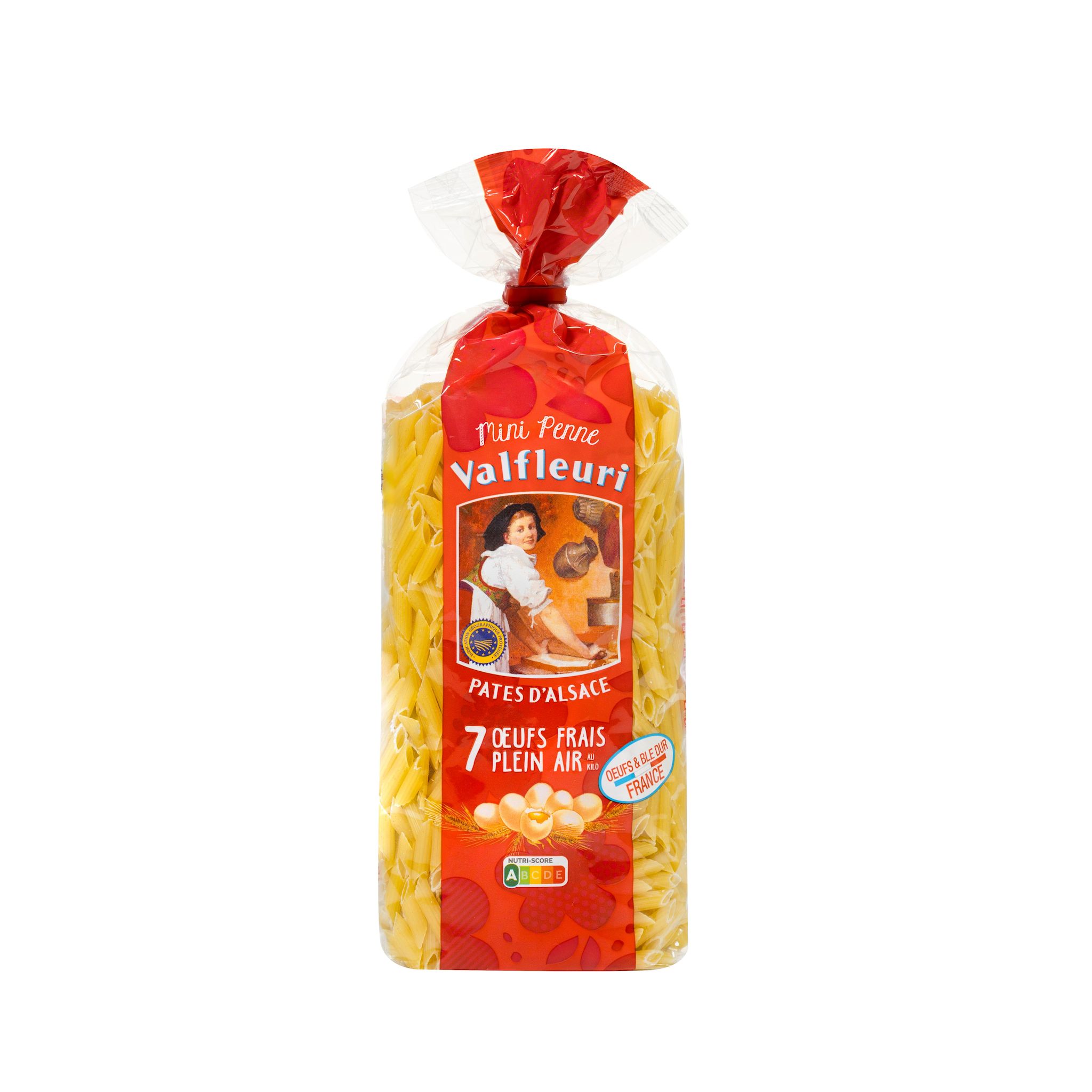 VALFLEURI Pâte d'Alsace mini penne 7 oeufs frais plein air 500g