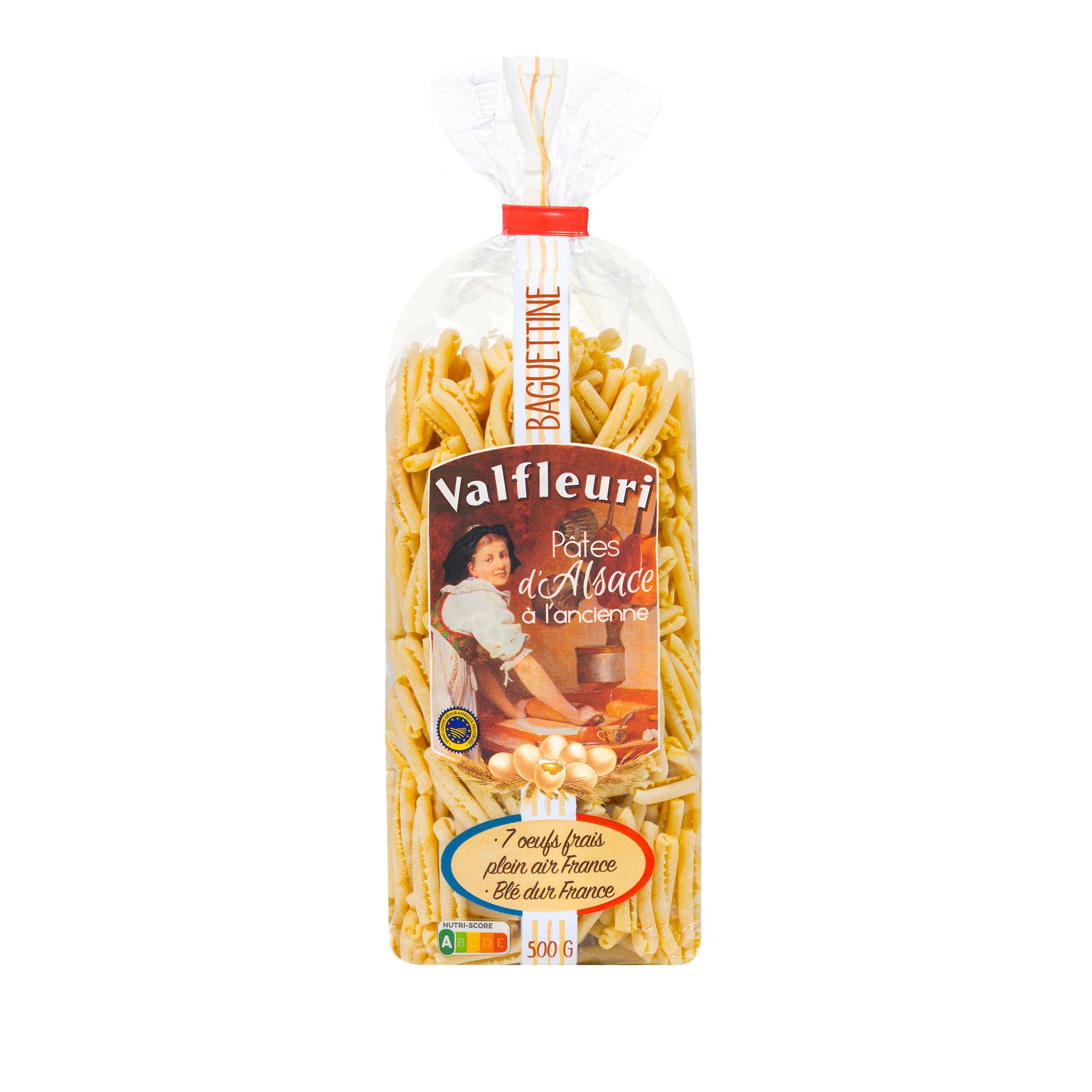 VALFLEURI Pâtes d'Alsace à l'ancienne baguettine aux 7 oeufs frais plein air 500g