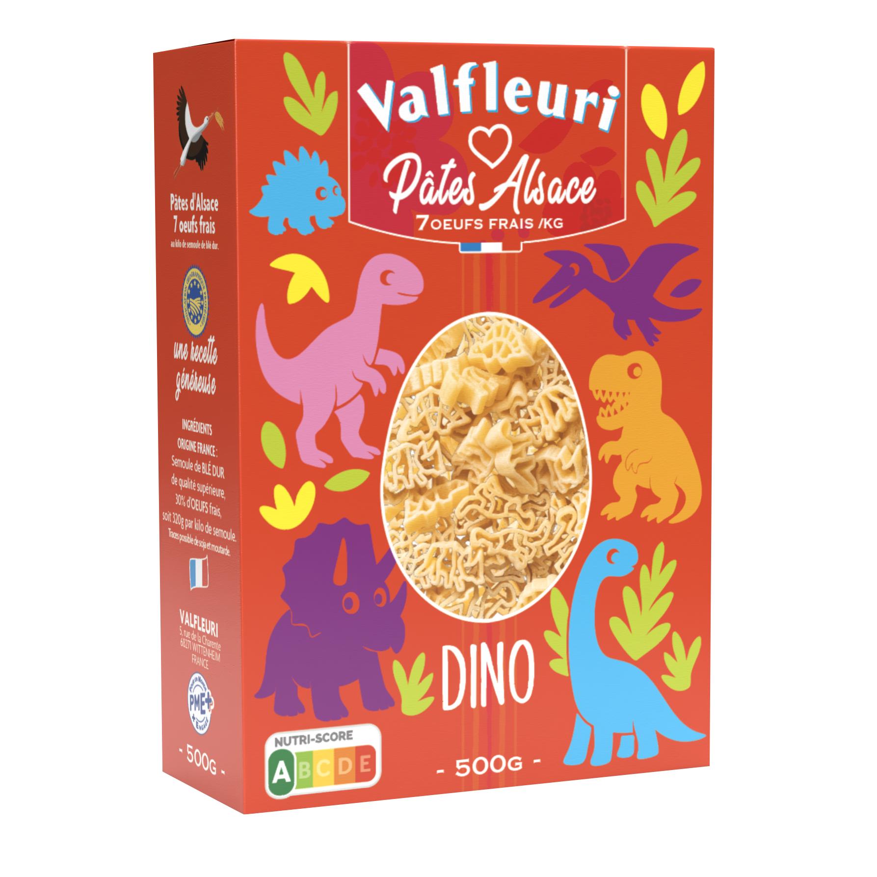 VALFLEURI Pâtes d'Alsace dinosaure 7 oeufs frais plein air 500g