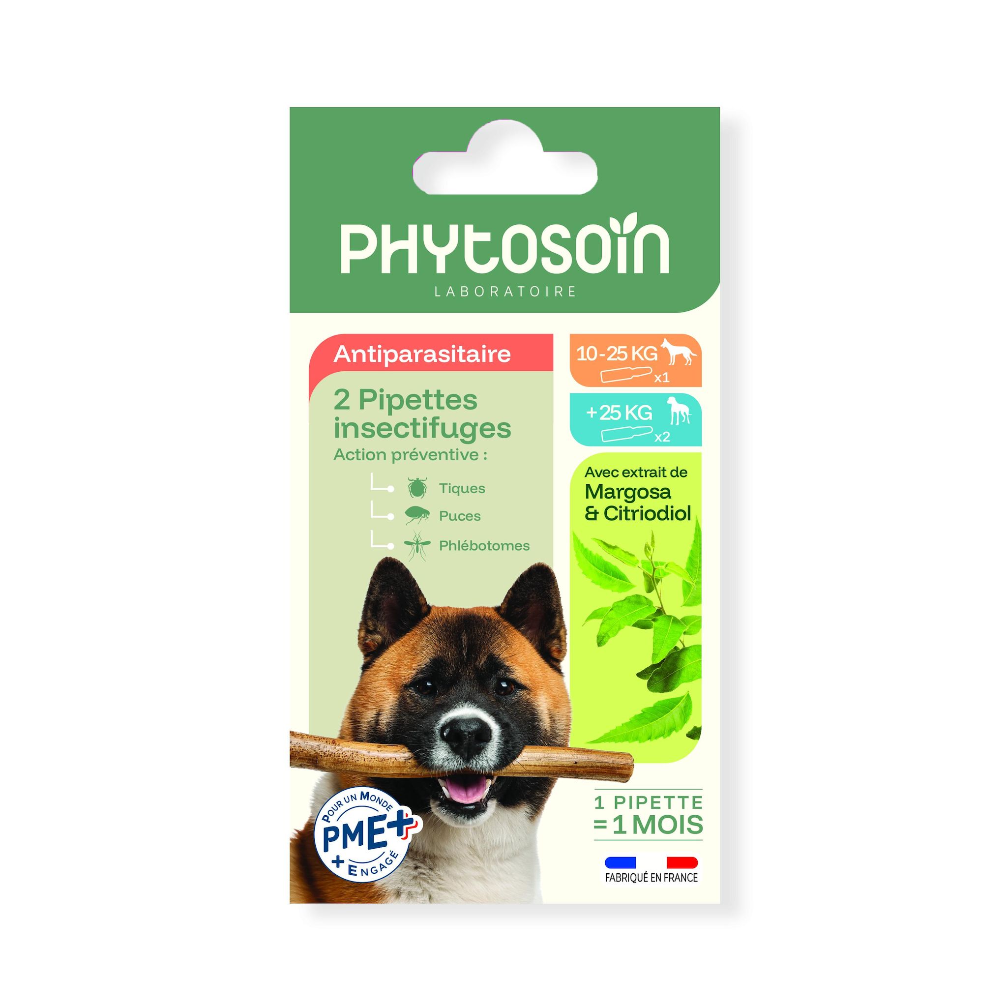 PHYTOSOIN Pipettes insectifuges pour grand chien 2 pièces