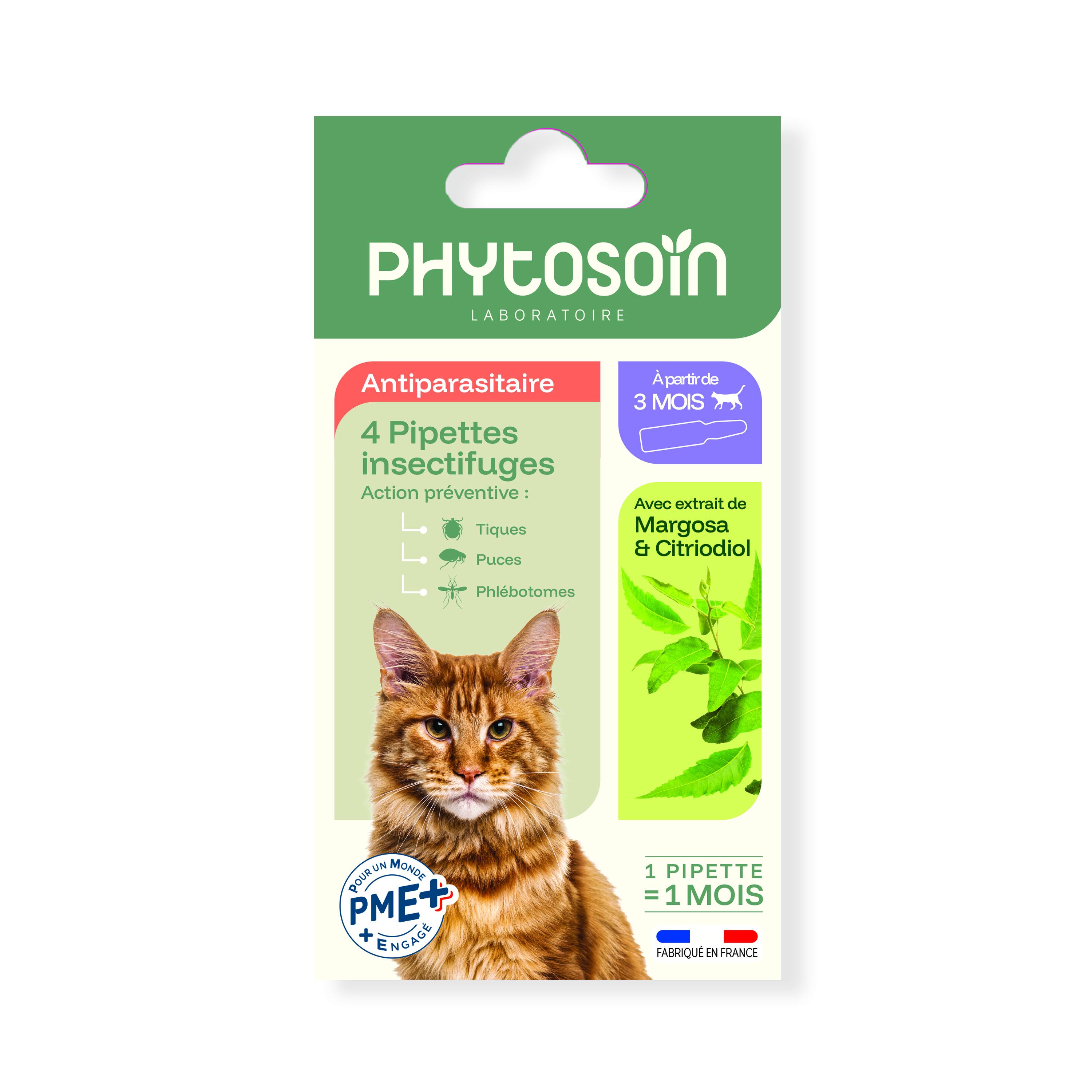 PHYTOSOIN Pipettes insectifuges antiparasitaire pour chat 4 pièces
