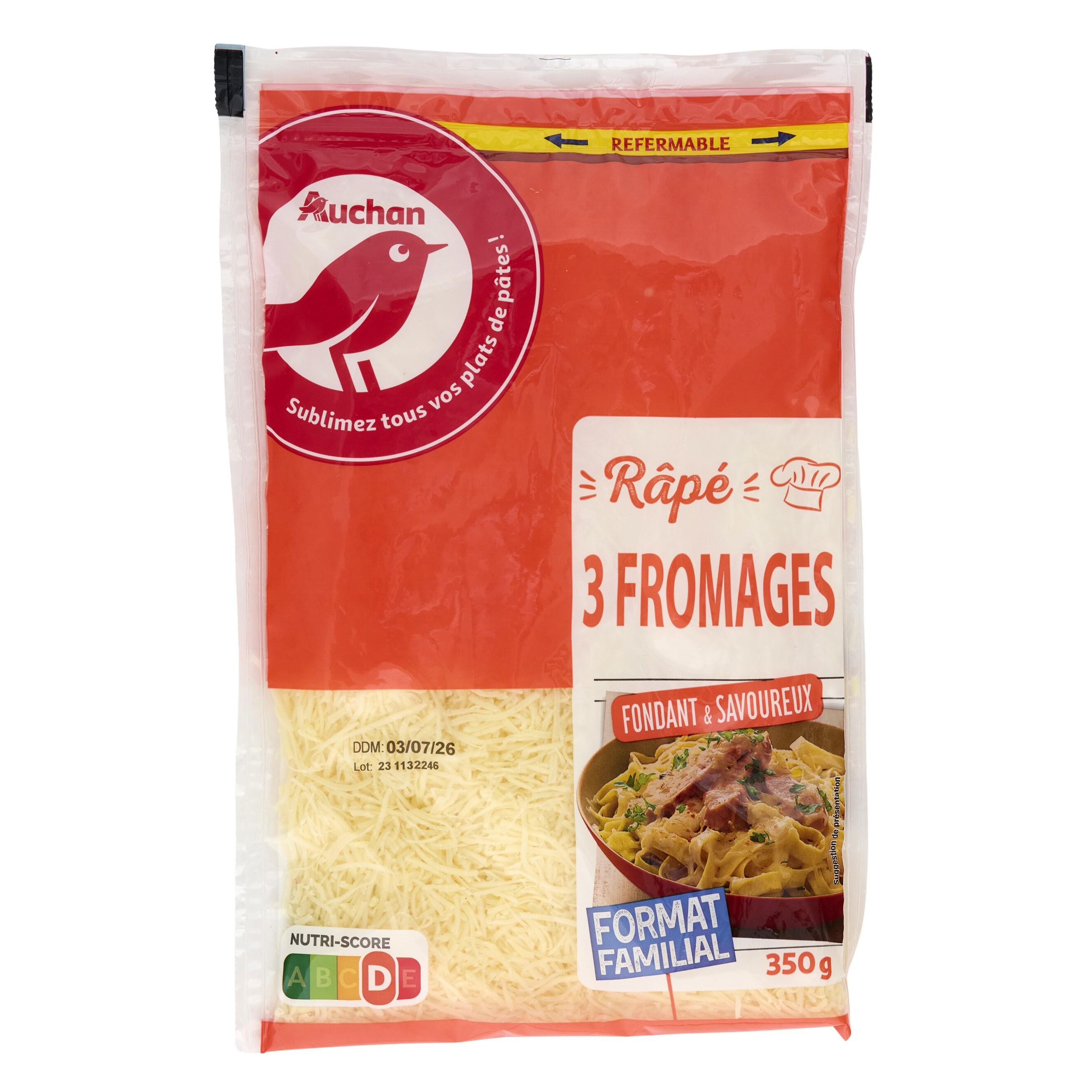 AUCHAN Râpé 3 fromages pour pâtes 350g
