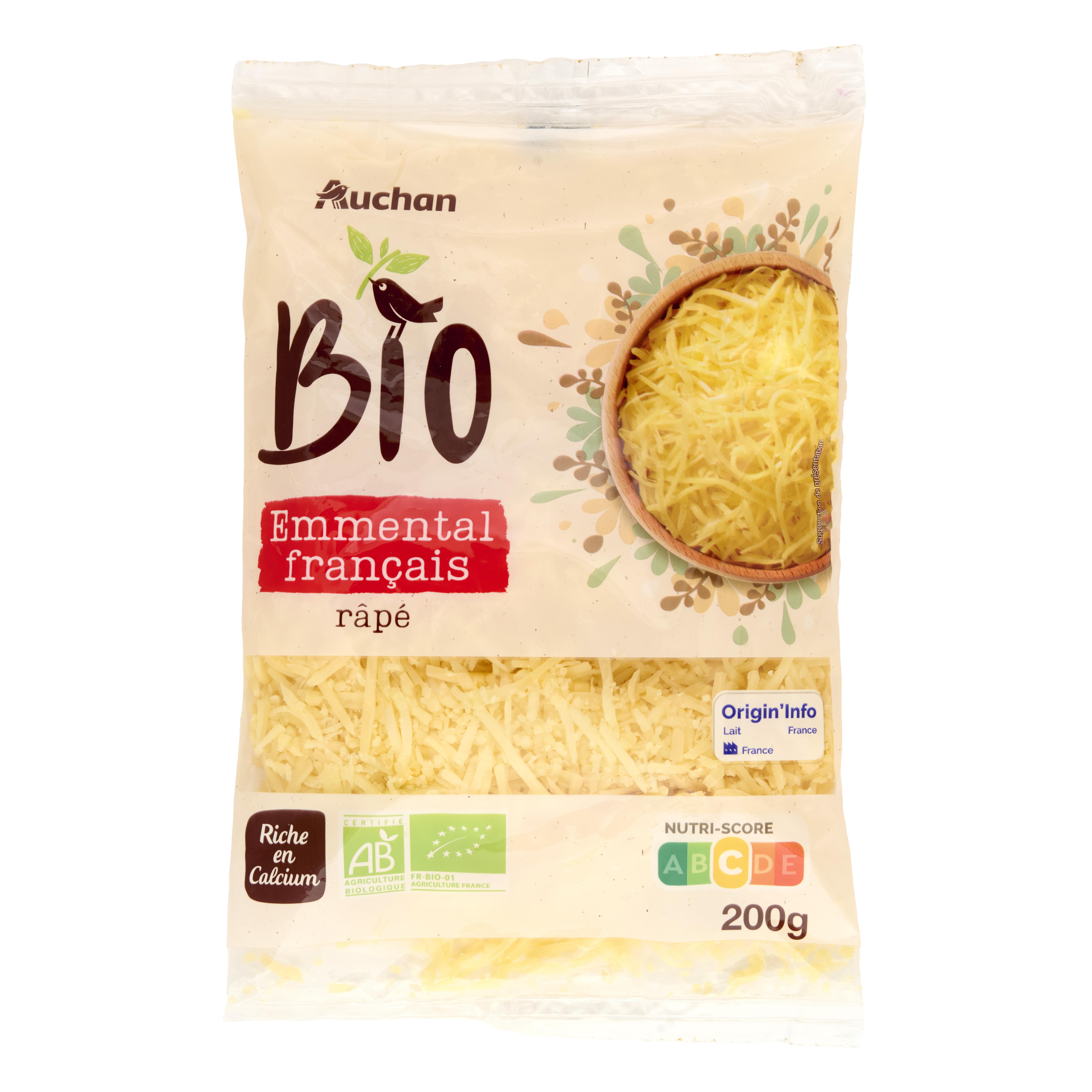 AUCHAN BIO Emmental râpé 200g