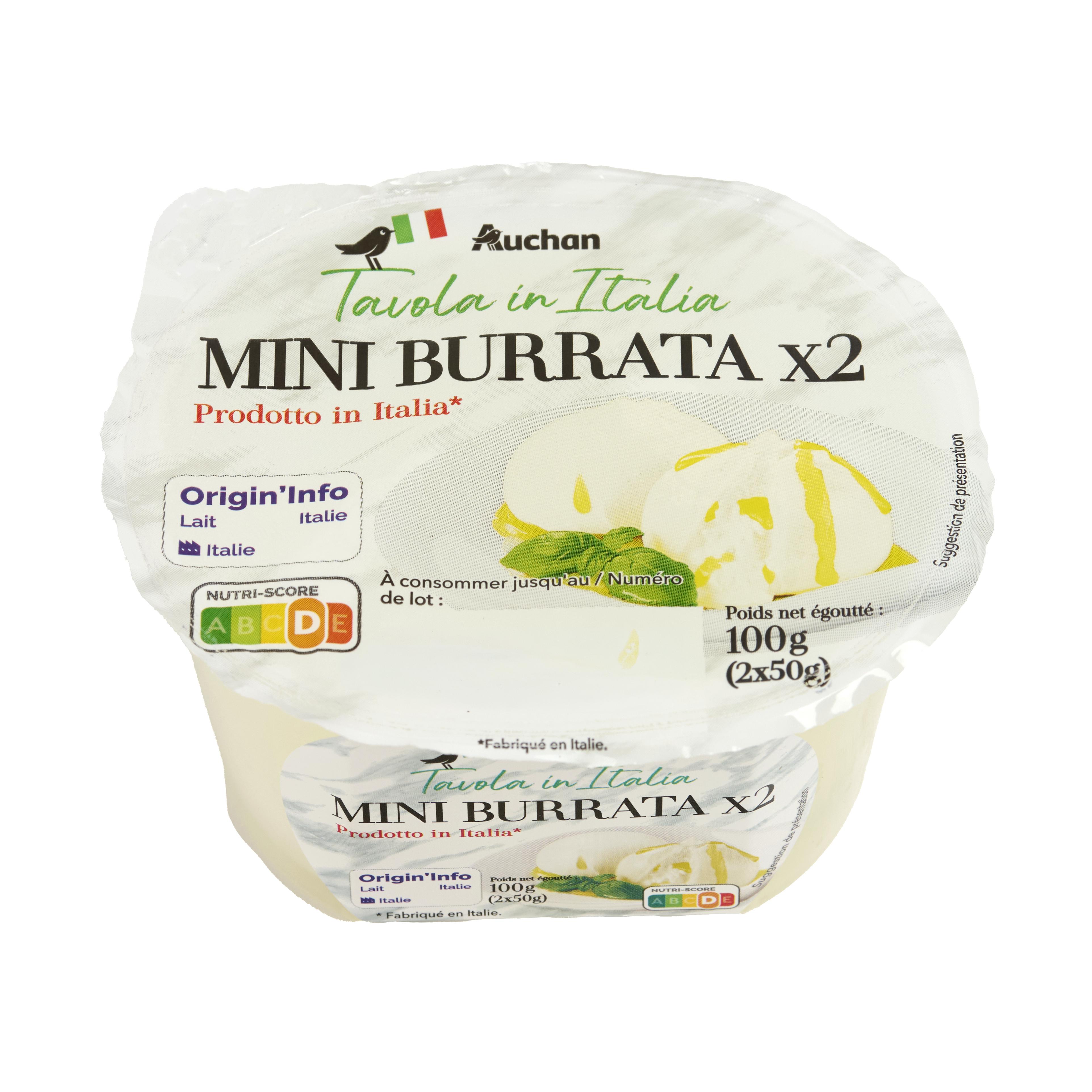 Voir la diapositive 2 : AUCHAN Tavola in Italia mini burrata 2x50g