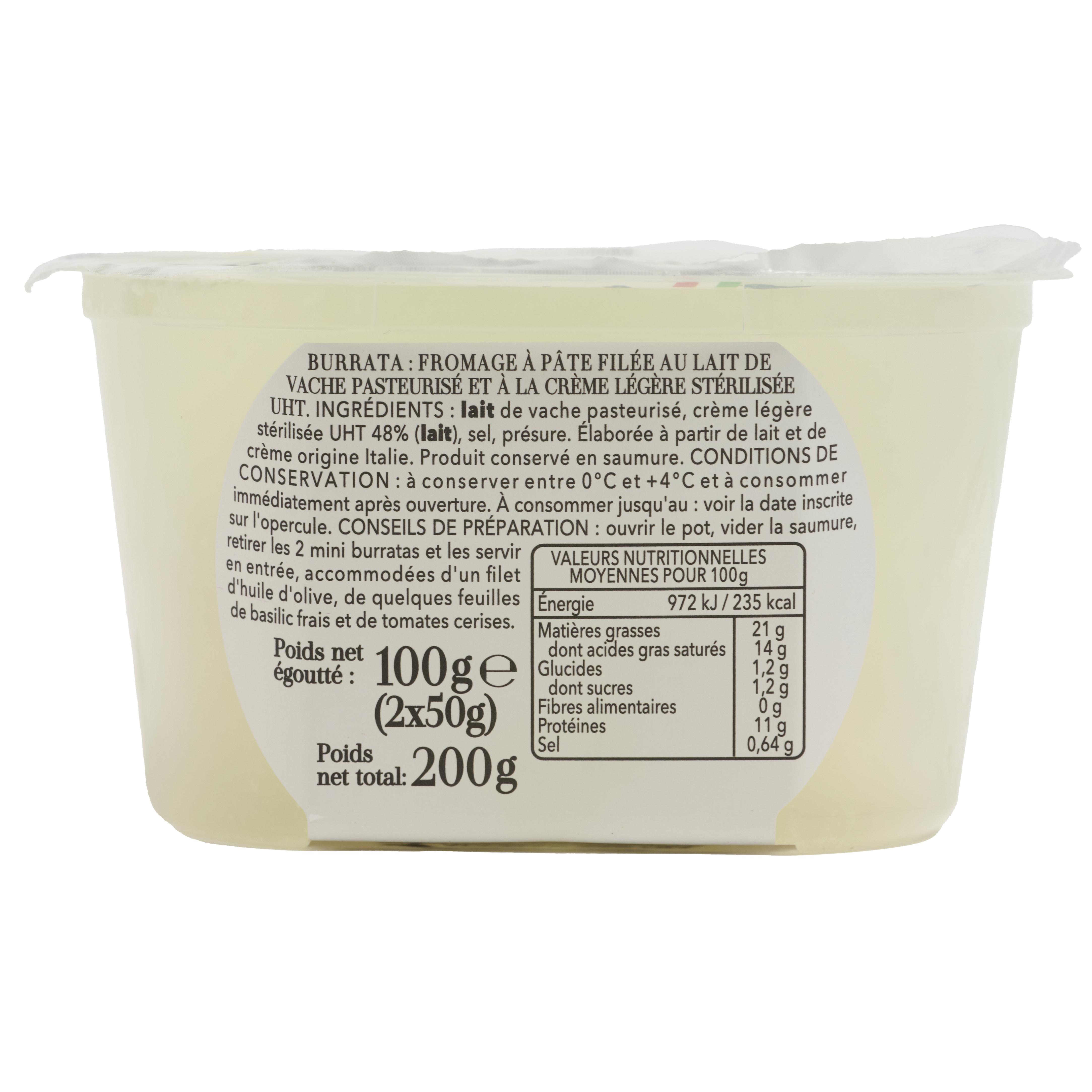 Voir la diapositive 3 : AUCHAN Tavola in Italia mini burrata 2x50g